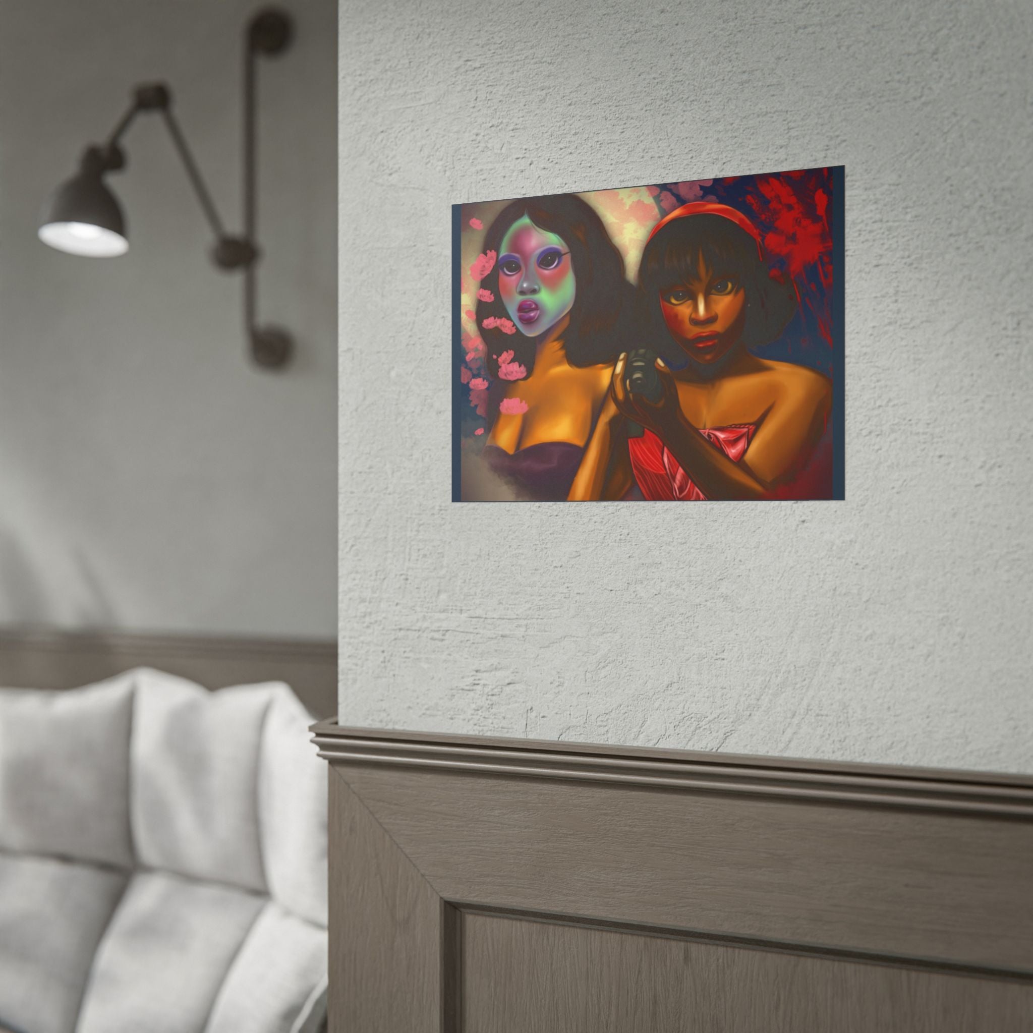 Rolled Poster — Surreal Portrait Duo Art Print (Masked Woman & Camera)