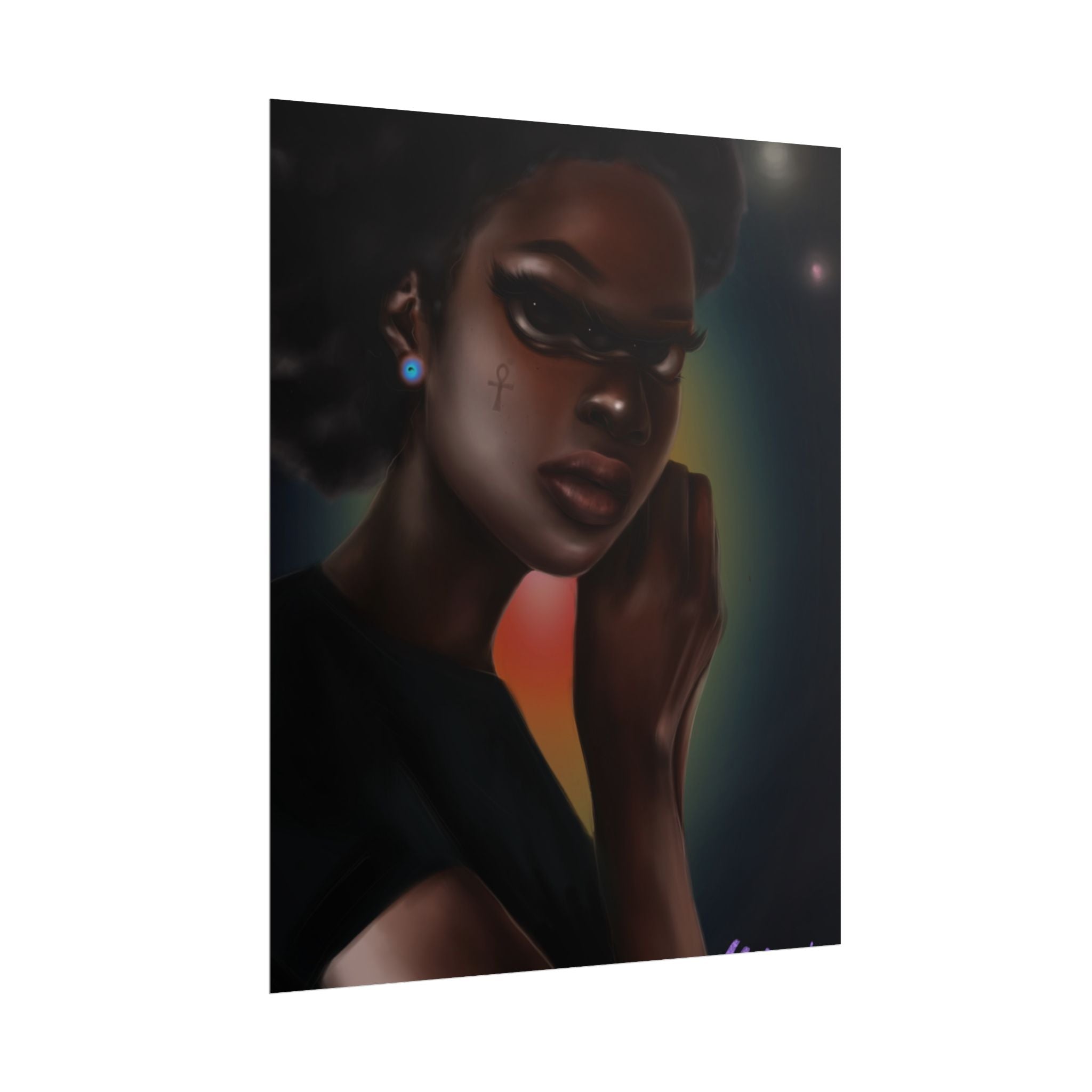 Afrofuturistic Portrait Poster — Moody Black Woman Art Print