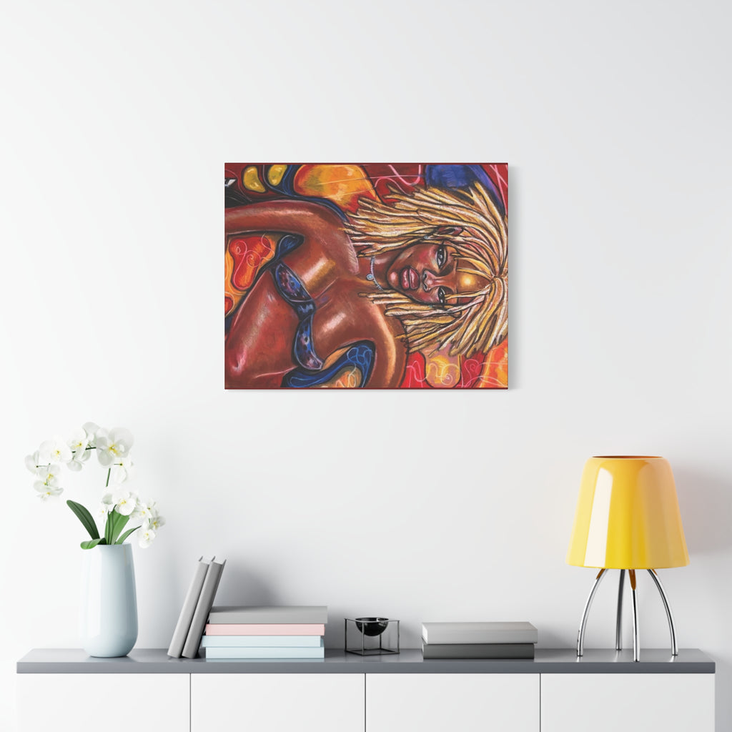 Canvas Wall Art — Bold Afrocentric Portrait of Woman with Blonde Locs