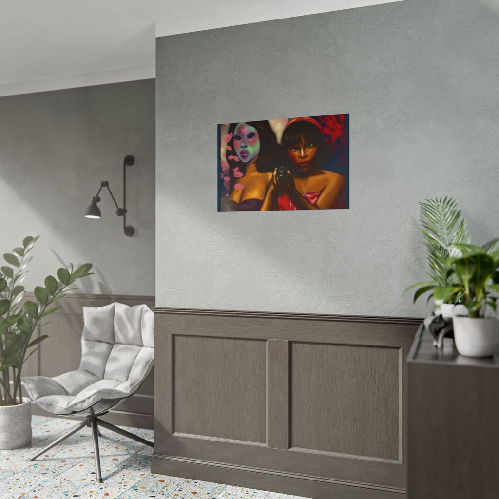 Rolled Poster — Surreal Portrait Duo Art Print (Masked Woman & Camera)