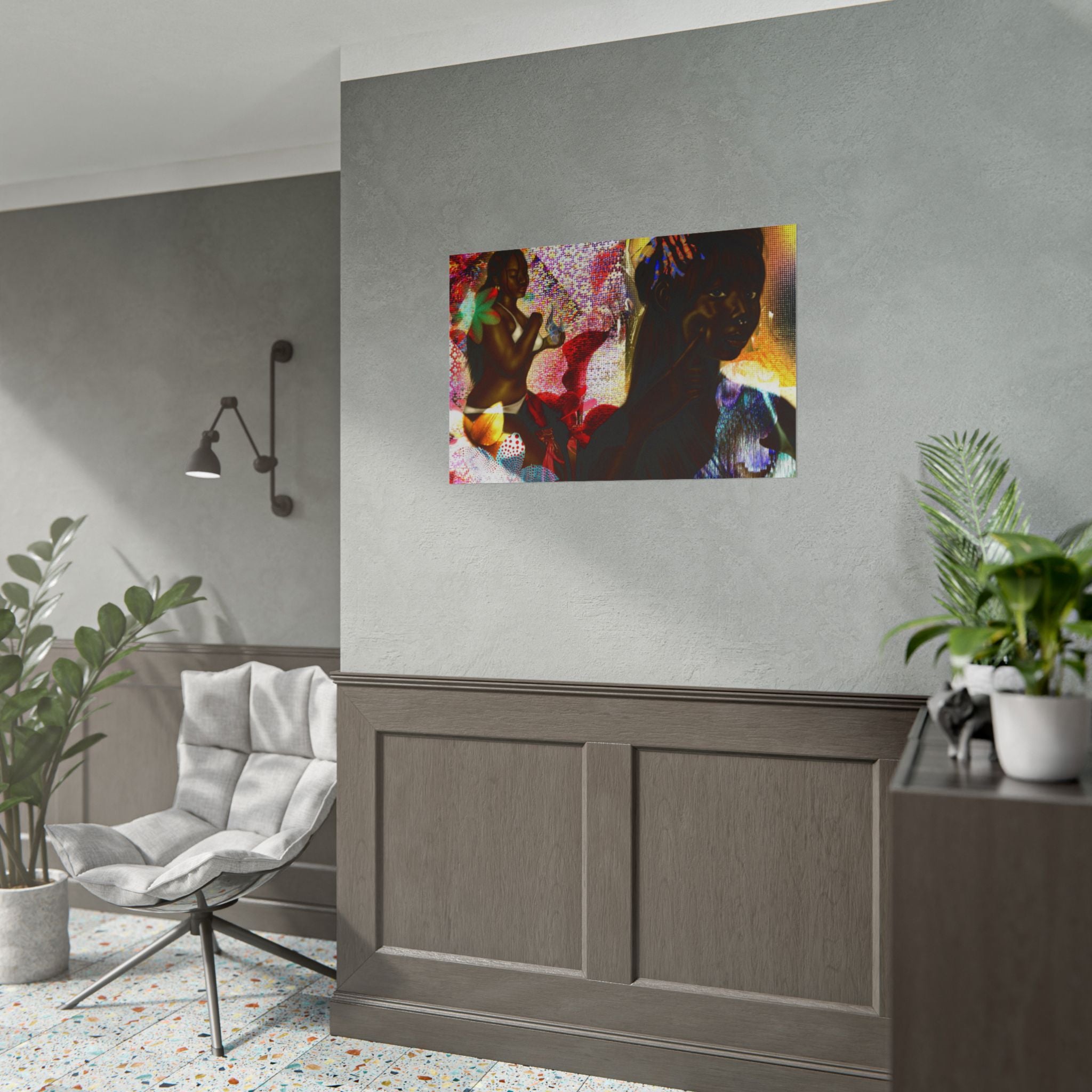 Abstract Afrocentric Art Poster – Tropical Woman Collage Rolled Print