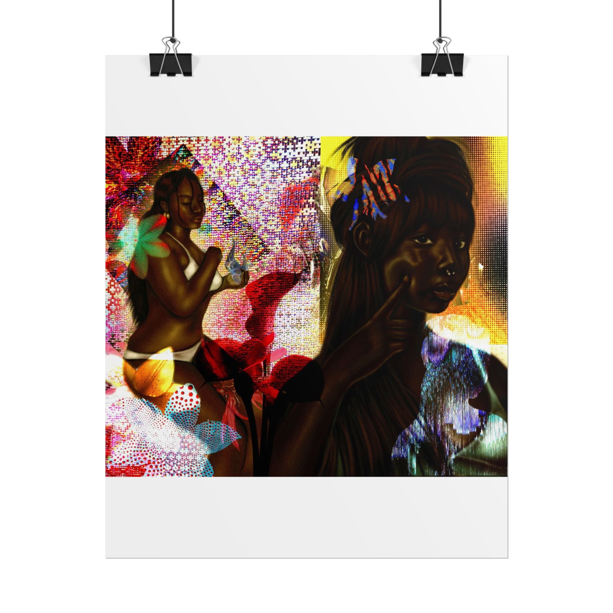 Abstract Afrocentric Art Poster – Tropical Woman Collage Rolled Print