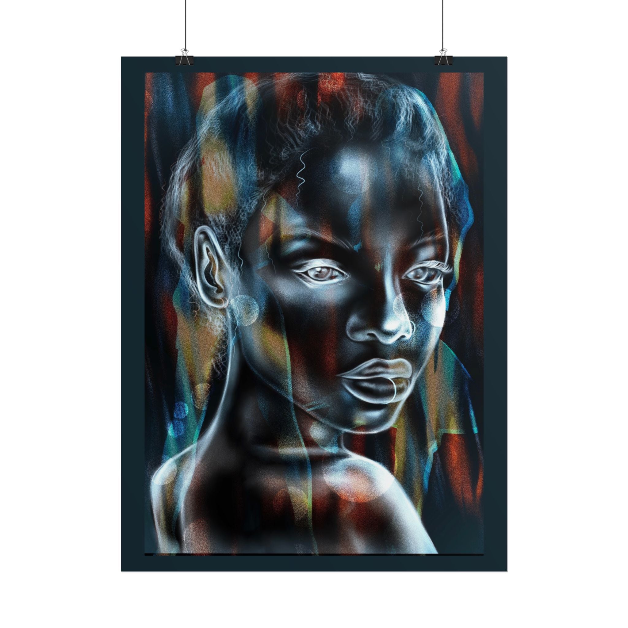 Abstract Neon Portrait Poster — Rolled Art Print