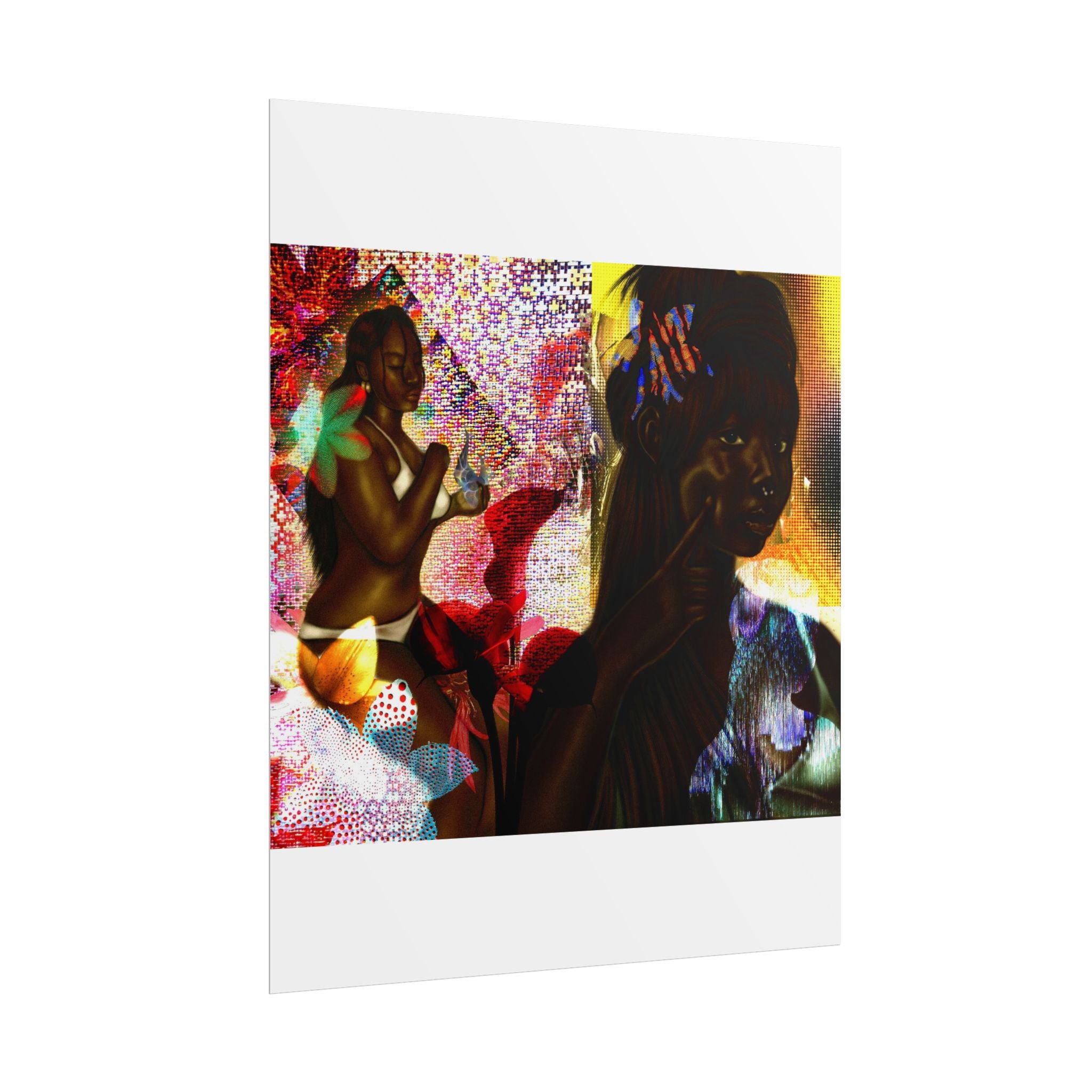 Rolled Poster — Vibrant Afrocentric Art Print with Tropical Flowers