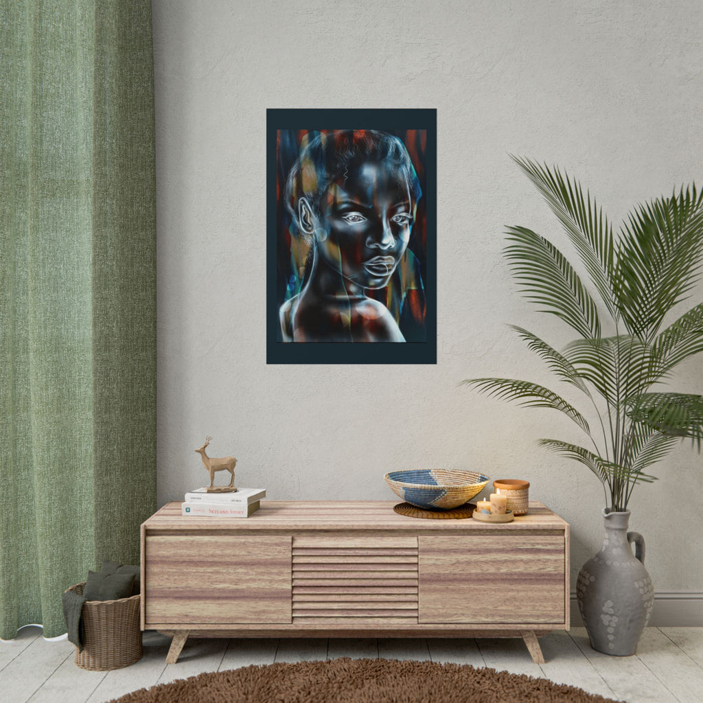 Abstract Neon Portrait Poster — Rolled Art Print