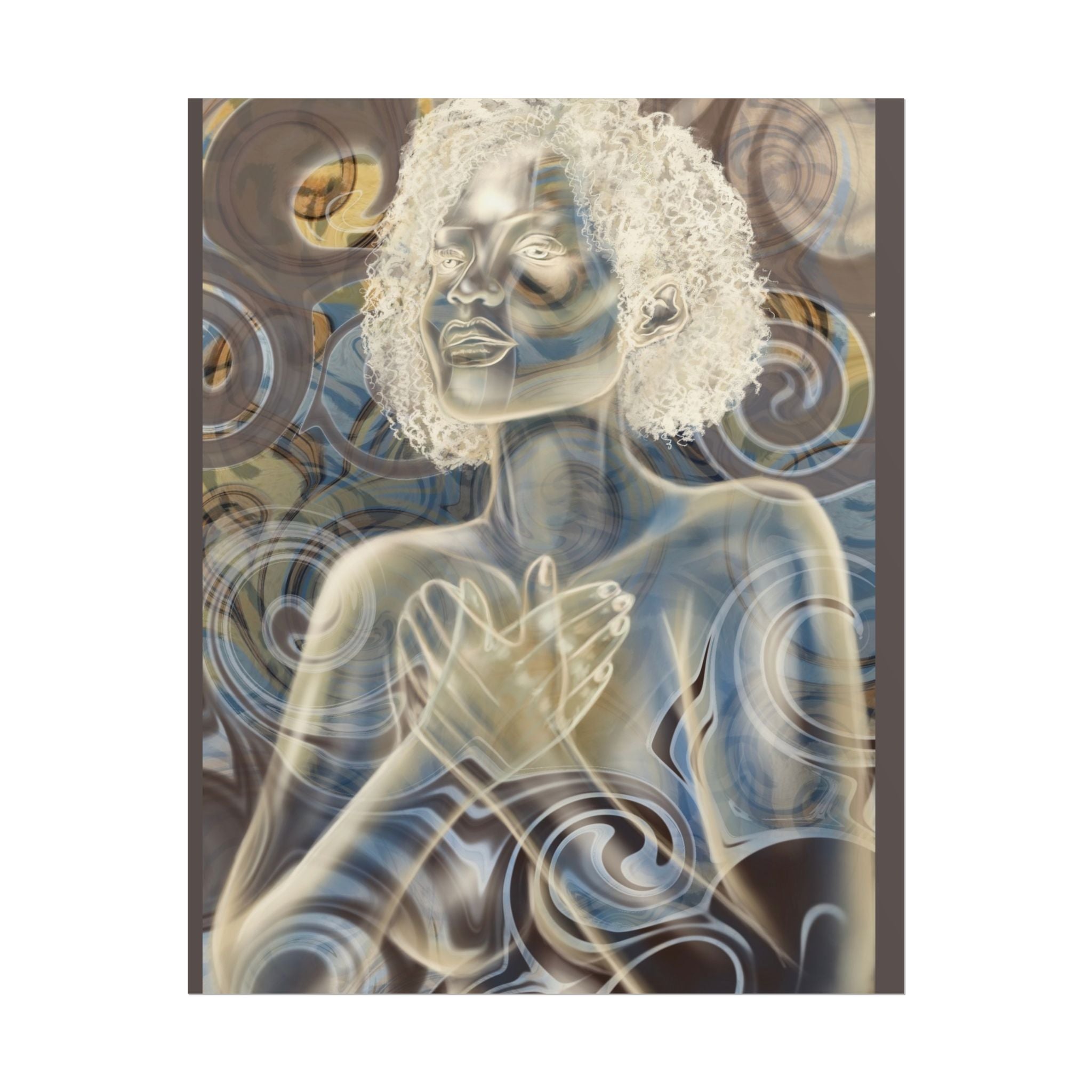 Rolled Poster — Serene Embrace Afro Woman Art Print