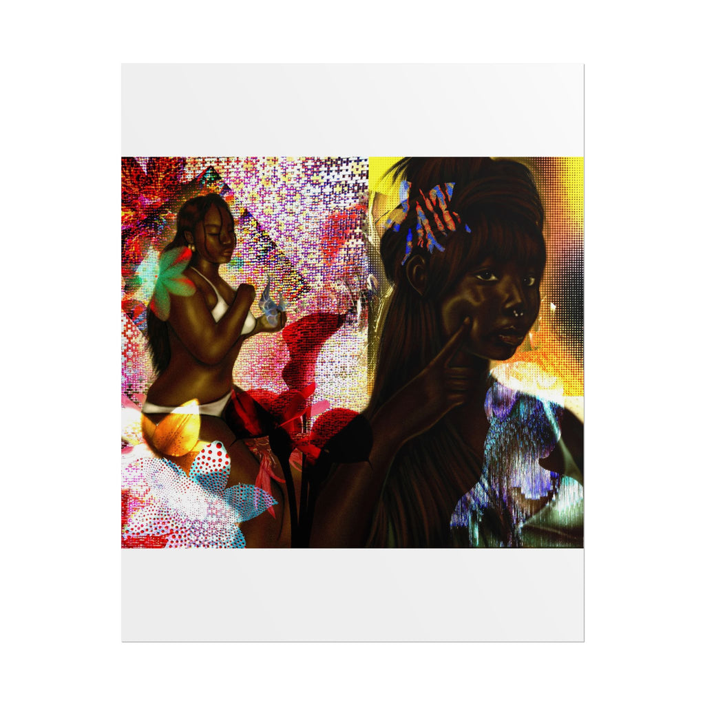 Abstract Afrocentric Art Poster – Tropical Woman Collage Rolled Print