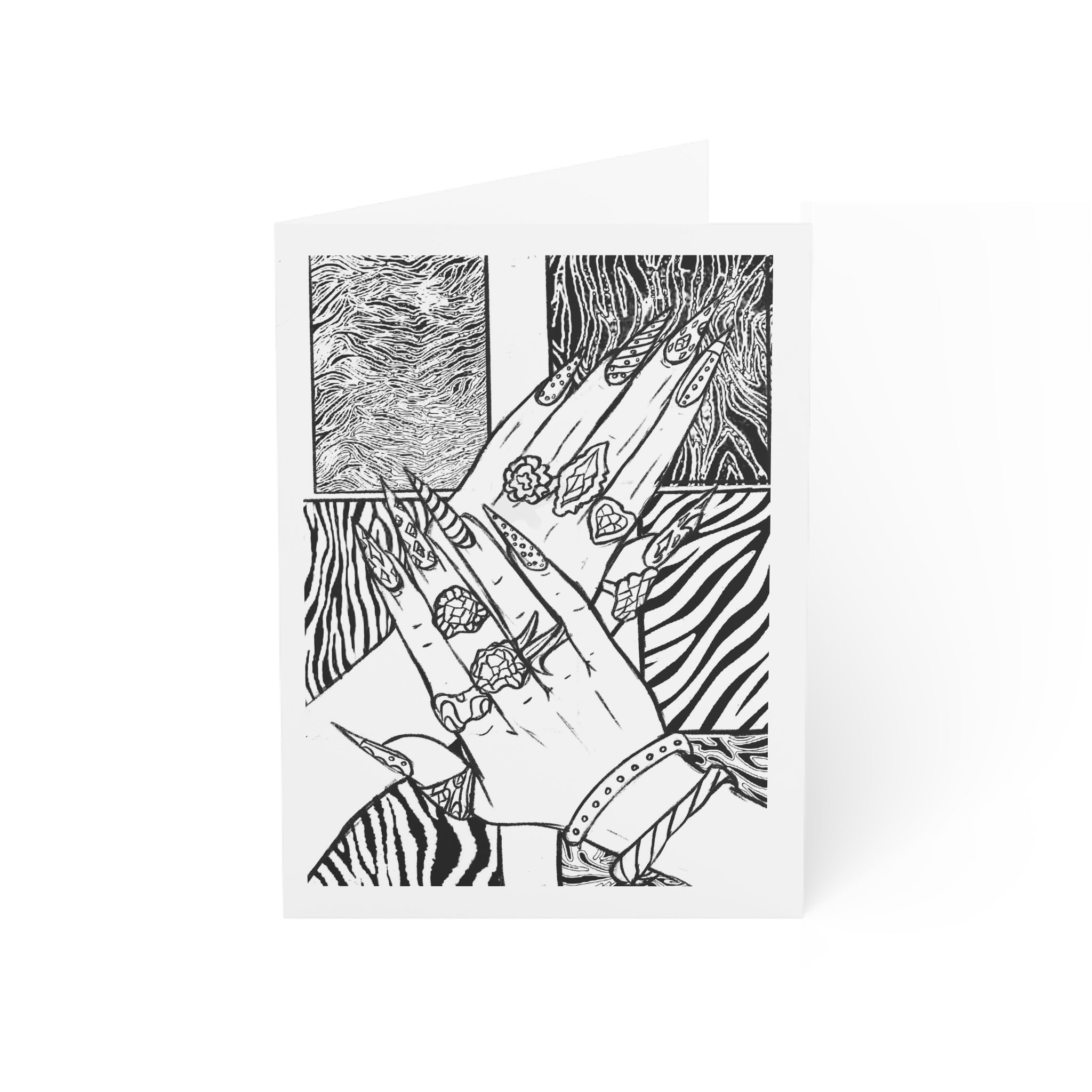 Floral Silhouette Greeting Cards — Black & White Art Pack (1/10/30/50 pcs)
