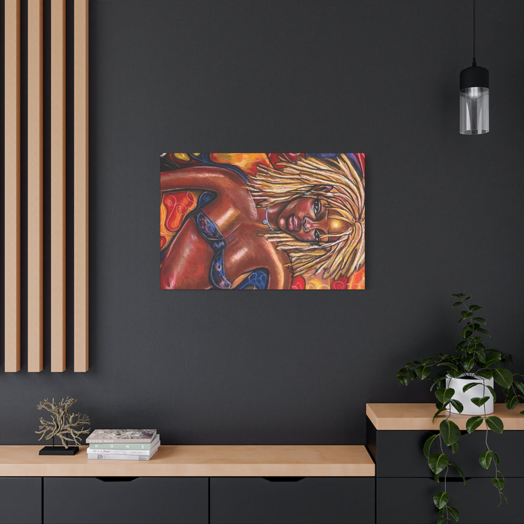 Canvas Wall Art — Bold Afrocentric Portrait of Woman with Blonde Locs