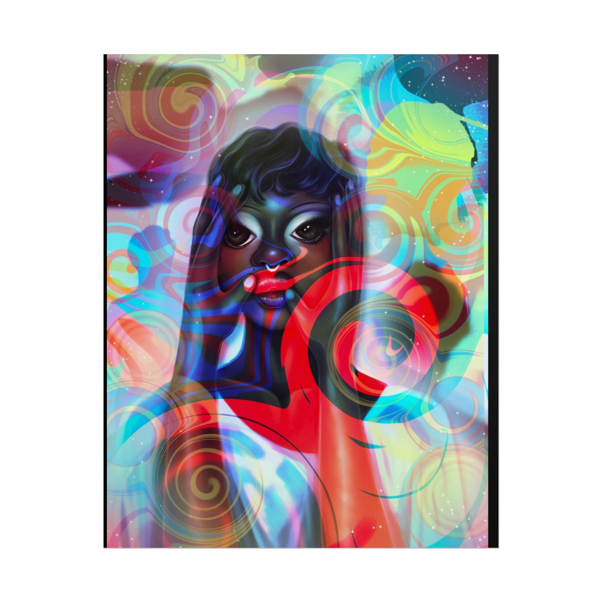 Abstract Afrocentric Art Poster — Vibrant Surreal Portrait Rolled Poster