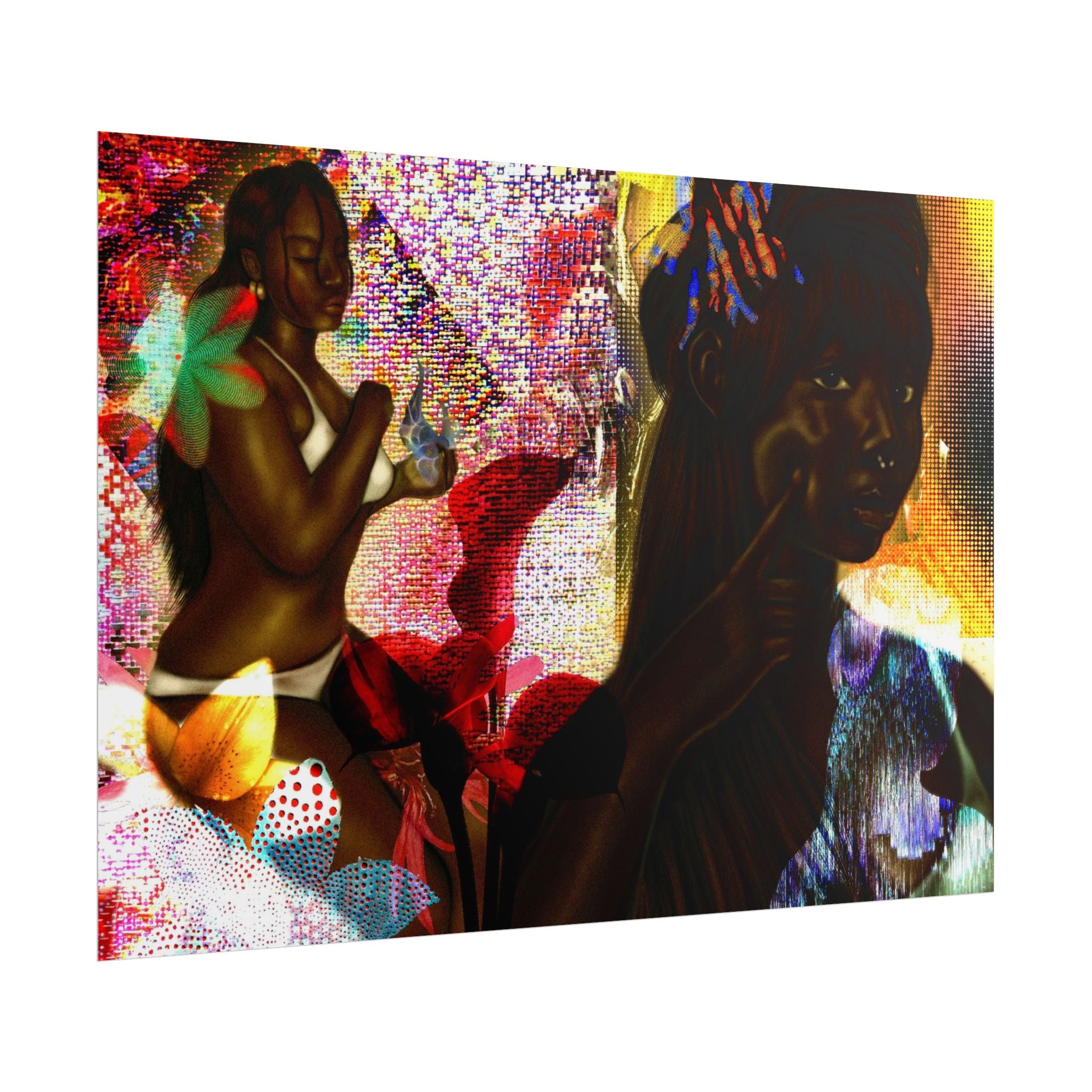 Rolled Poster — Vibrant Afrocentric Art Print with Tropical Flowers