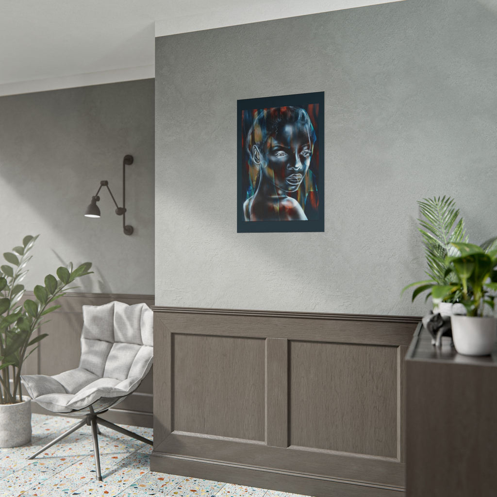 Abstract Neon Portrait Poster — Rolled Art Print