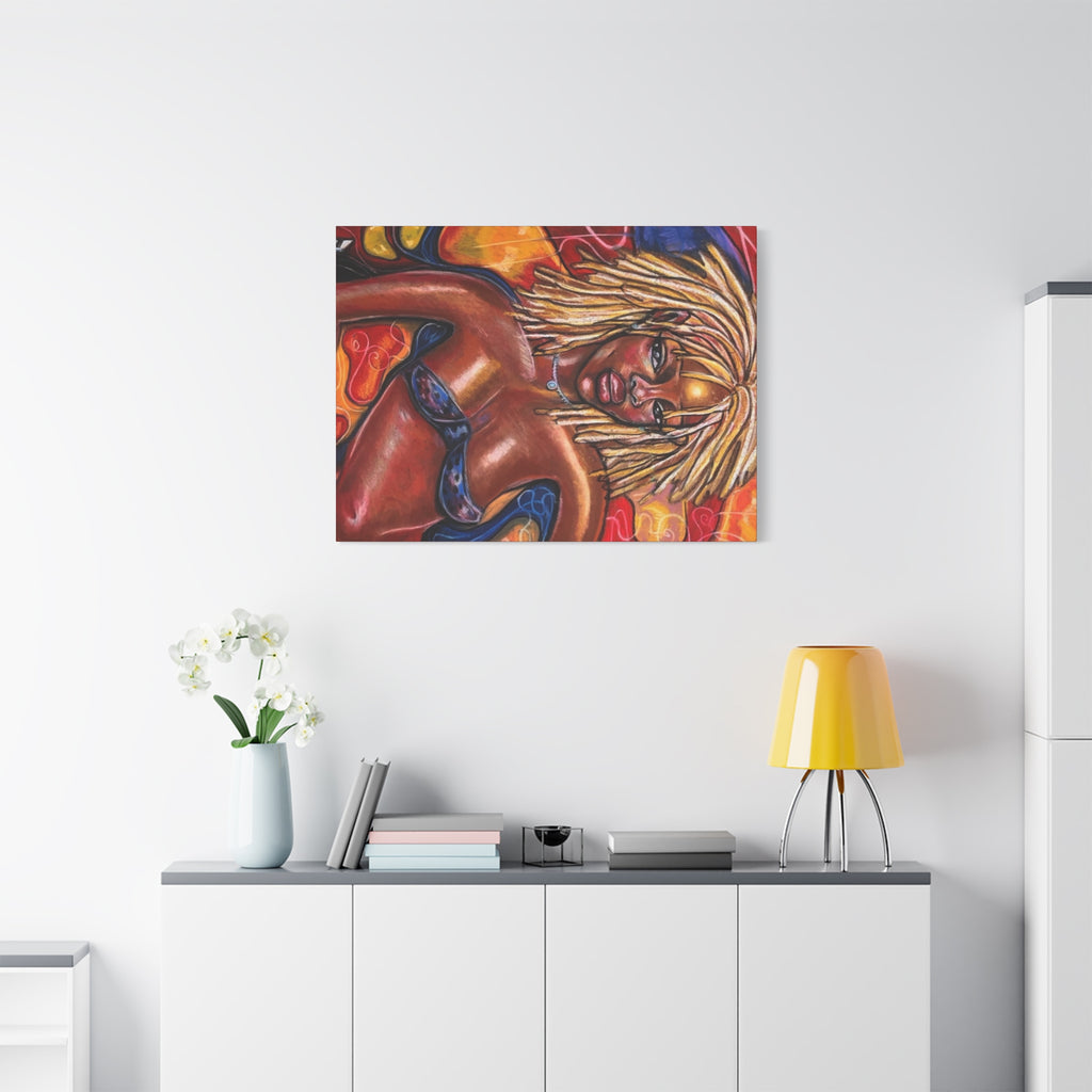 Canvas Wall Art — Bold Afrocentric Portrait of Woman with Blonde Locs