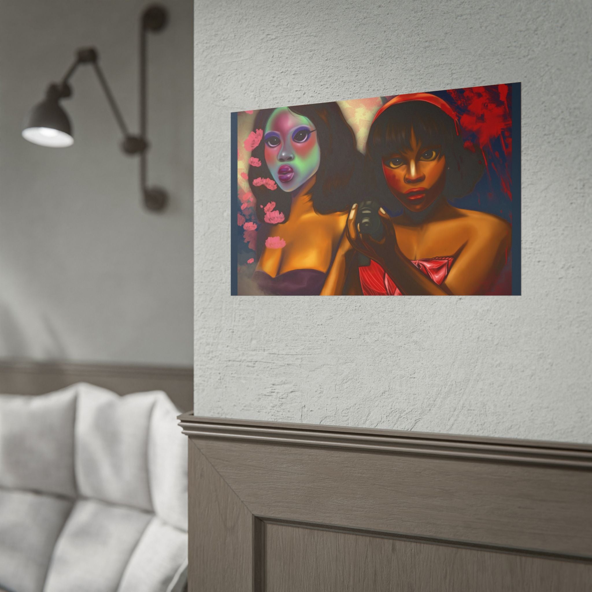 Rolled Poster — Surreal Portrait Duo Art Print (Masked Woman & Camera)