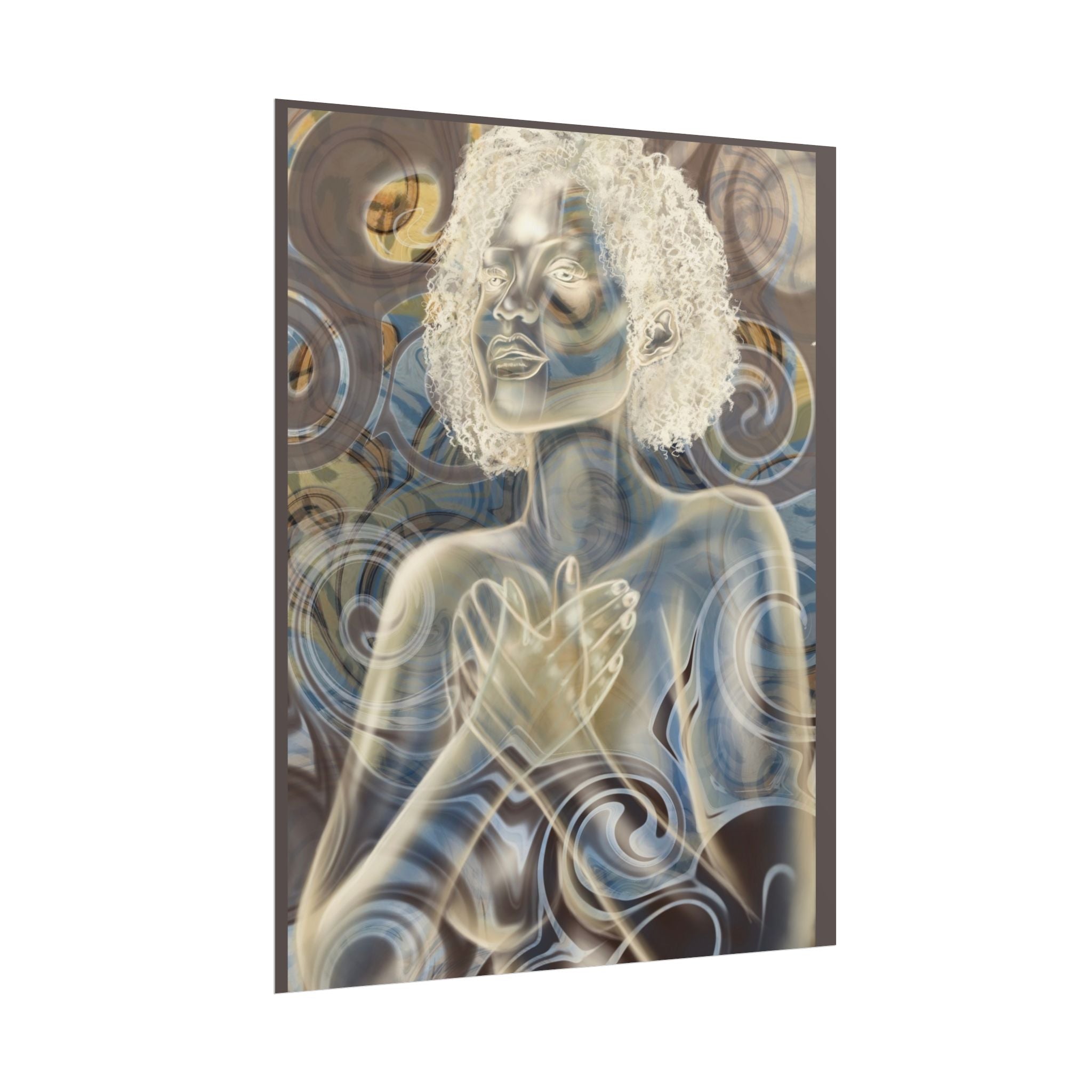 Rolled Poster — Serene Embrace Afro Woman Art Print