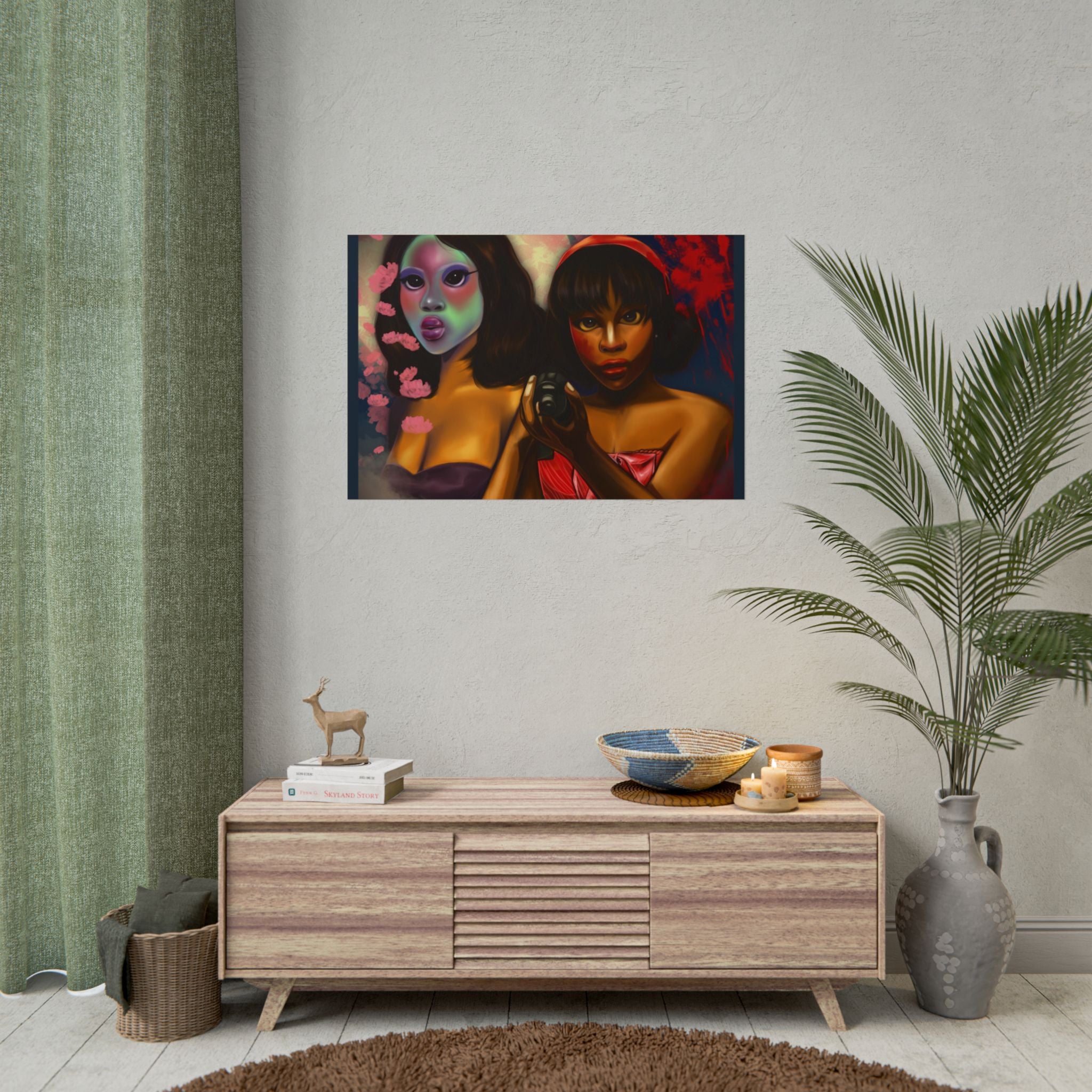 Rolled Poster — Surreal Portrait Duo Art Print (Masked Woman & Camera)