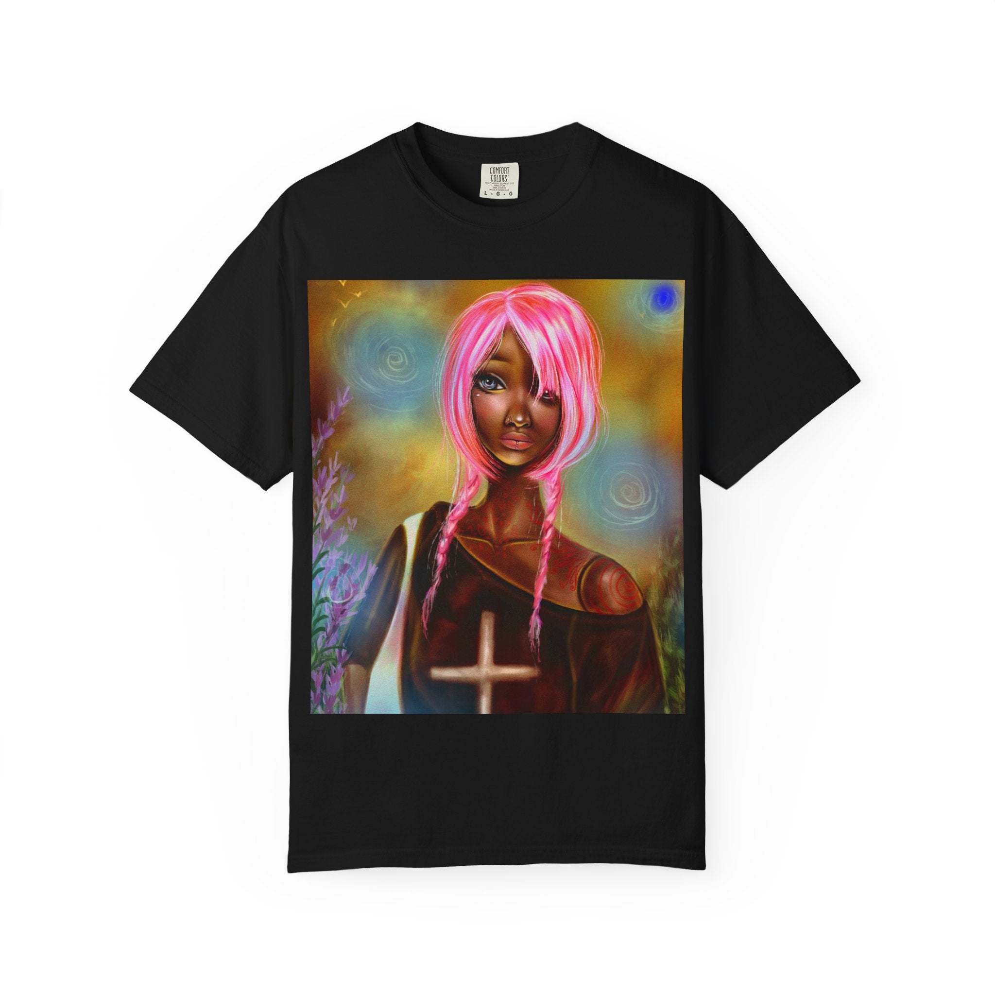 Mystic Pink-Haired Woman Graphic T-Shirt