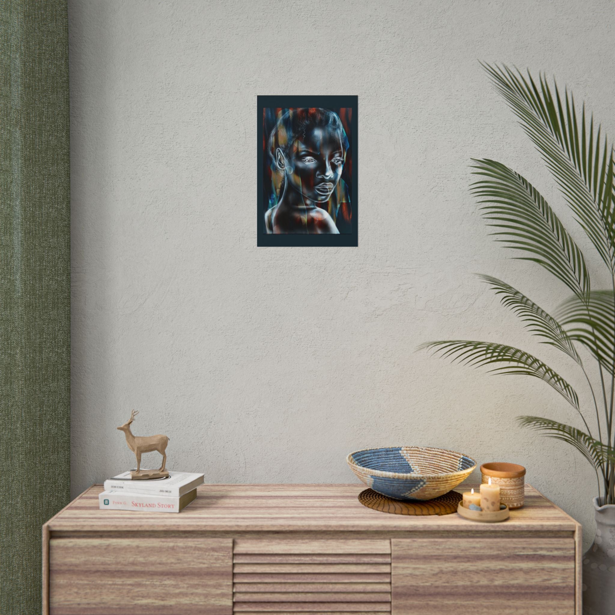 Abstract Neon Portrait Poster — Rolled Art Print