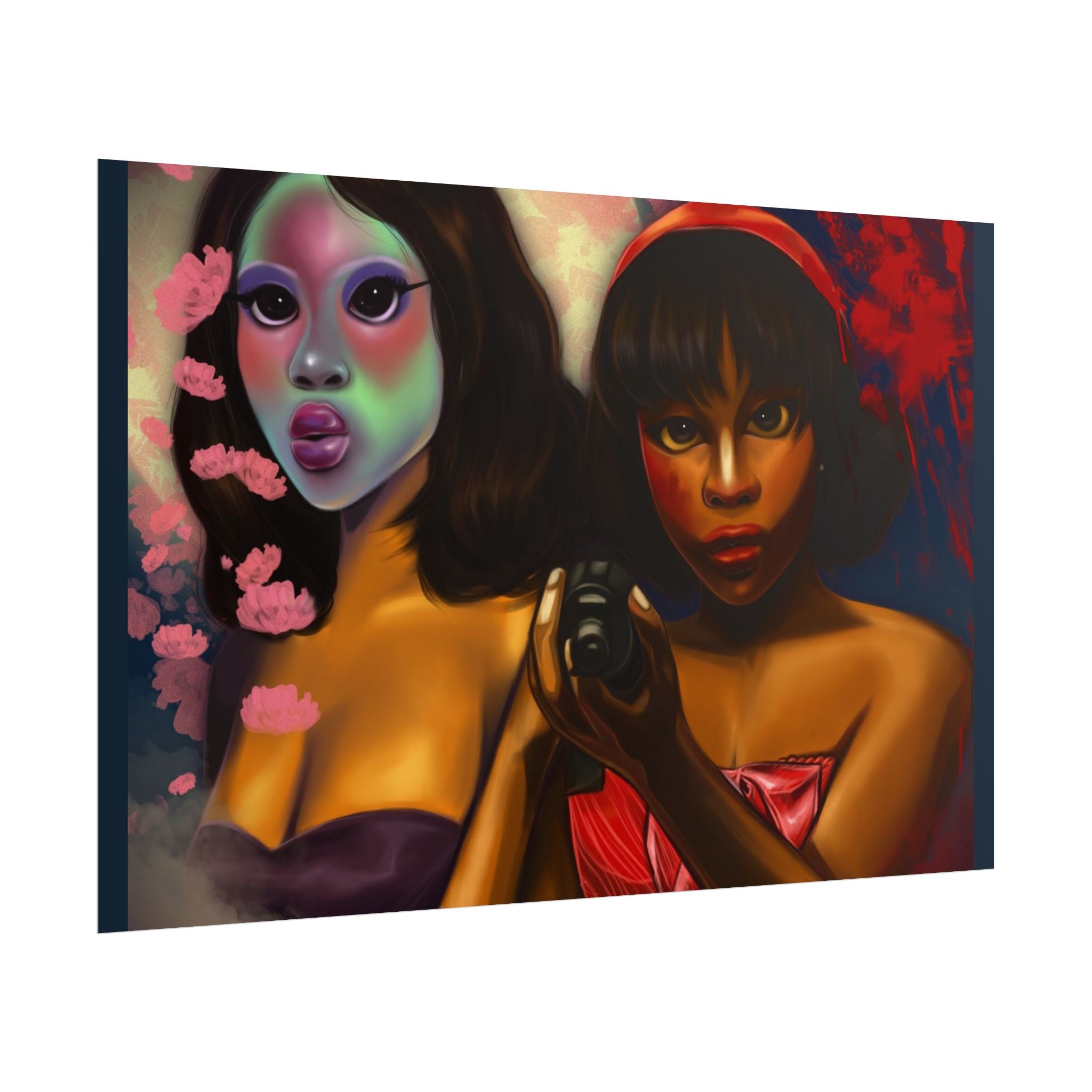 Rolled Poster — Surreal Portrait Duo Art Print (Masked Woman & Camera)