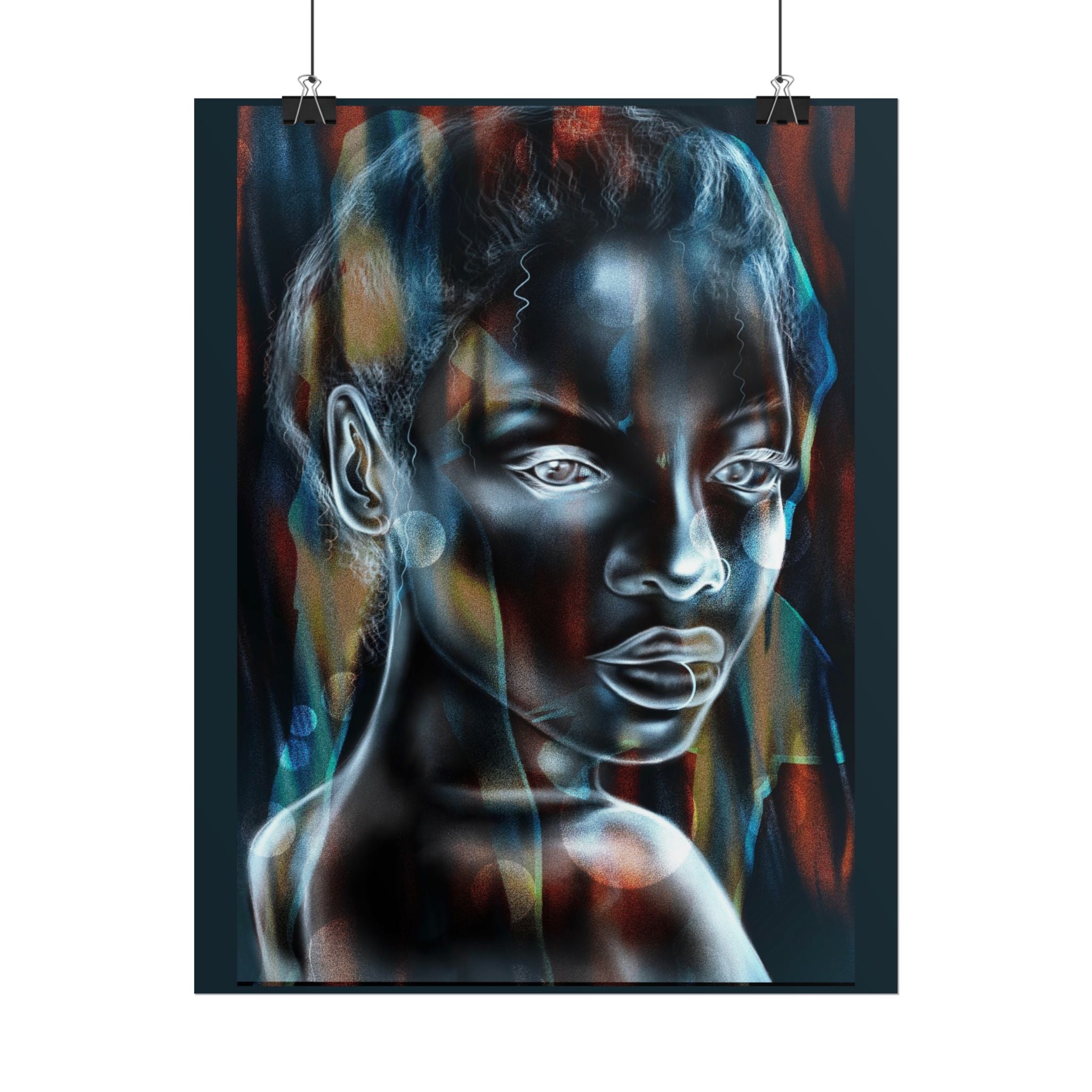 Abstract Neon Portrait Poster — Rolled Art Print