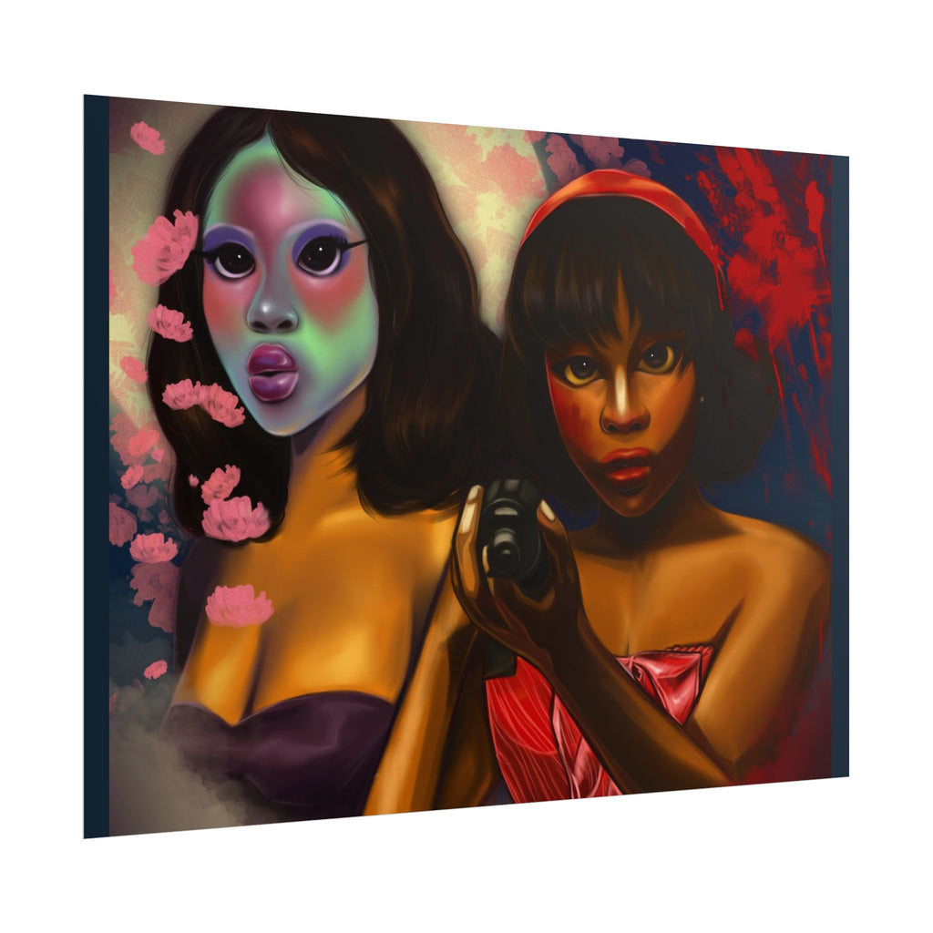 Rolled Poster — Surreal Portrait Duo Art Print (Masked Woman & Camera)