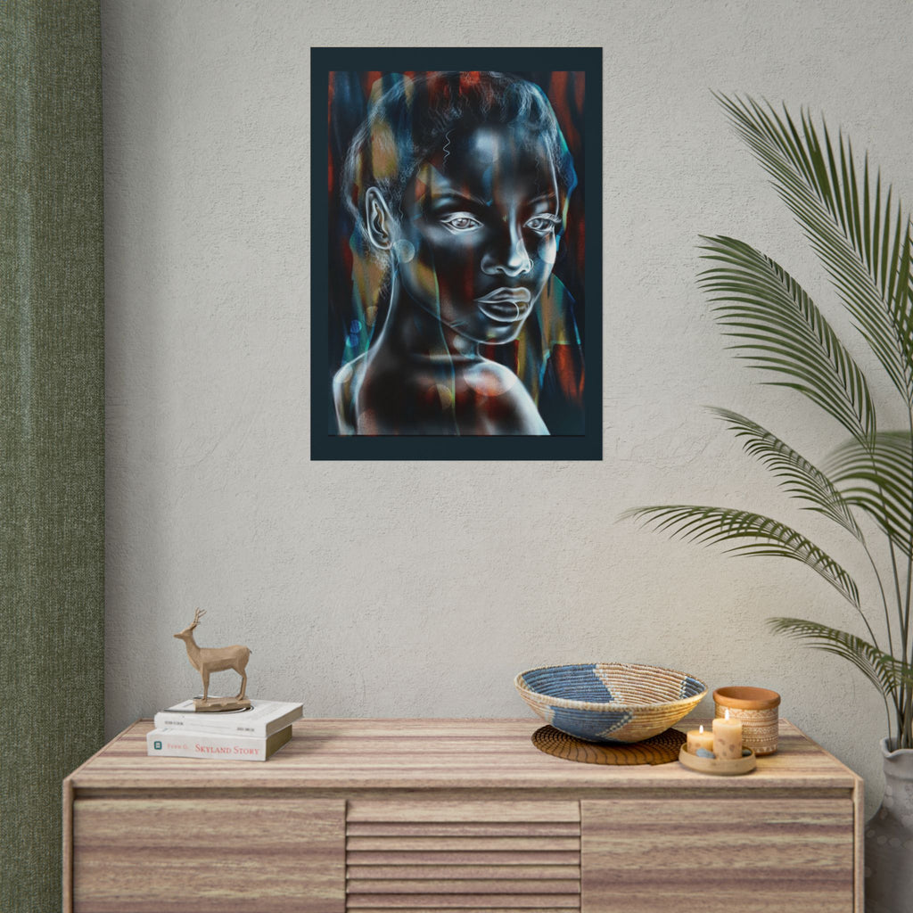 Abstract Neon Portrait Poster — Rolled Art Print