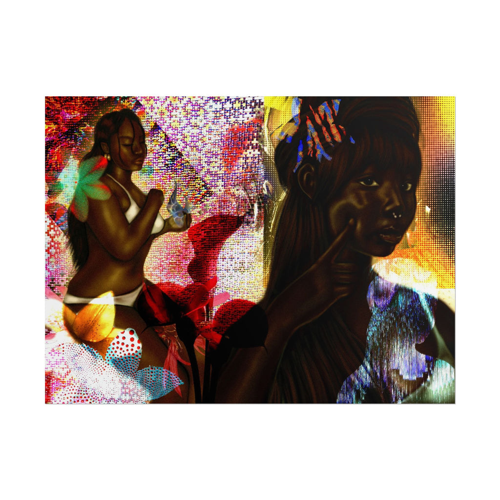 Abstract Afrocentric Art Poster – Tropical Woman Collage Rolled Print