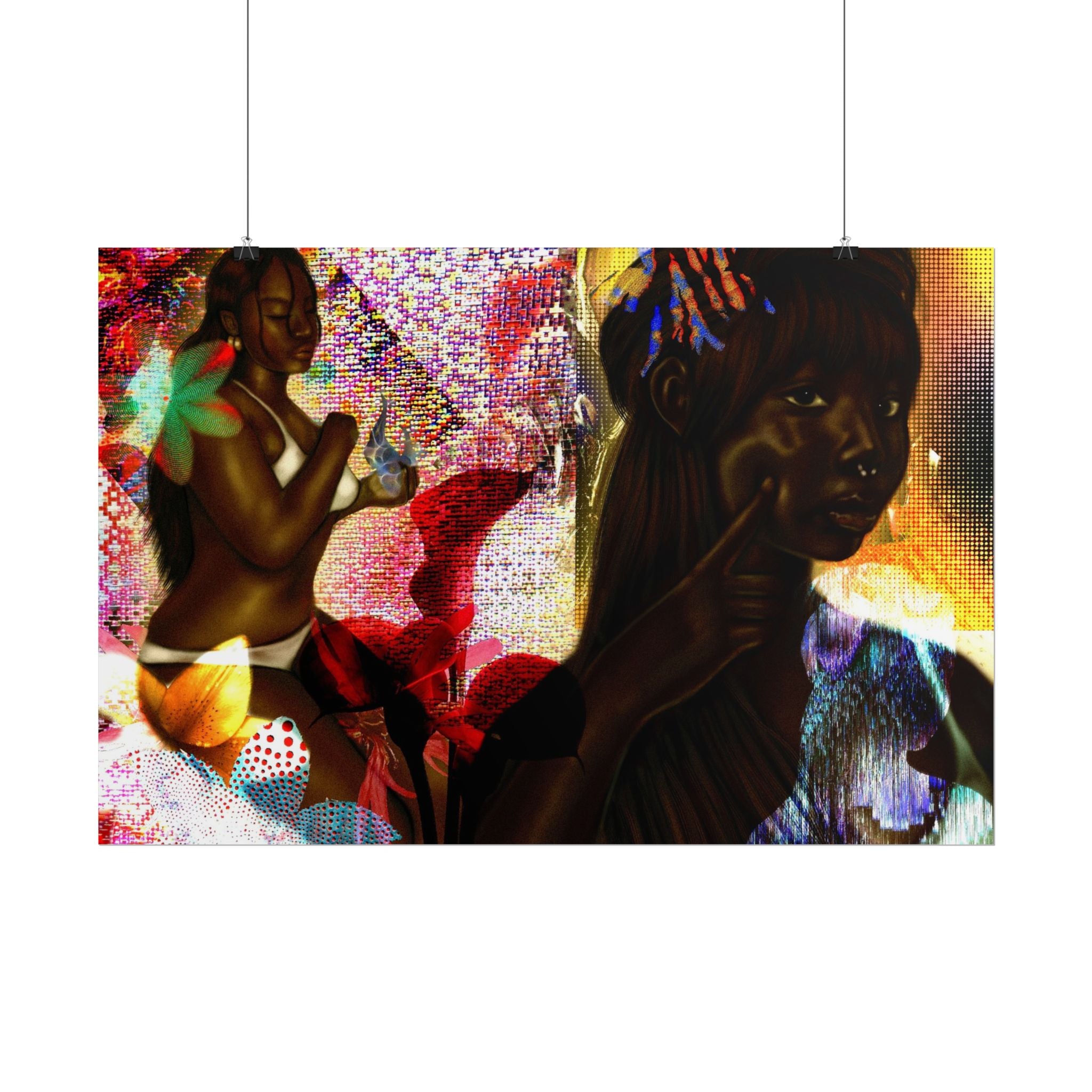 Abstract Afrocentric Art Poster – Tropical Woman Collage Rolled Print