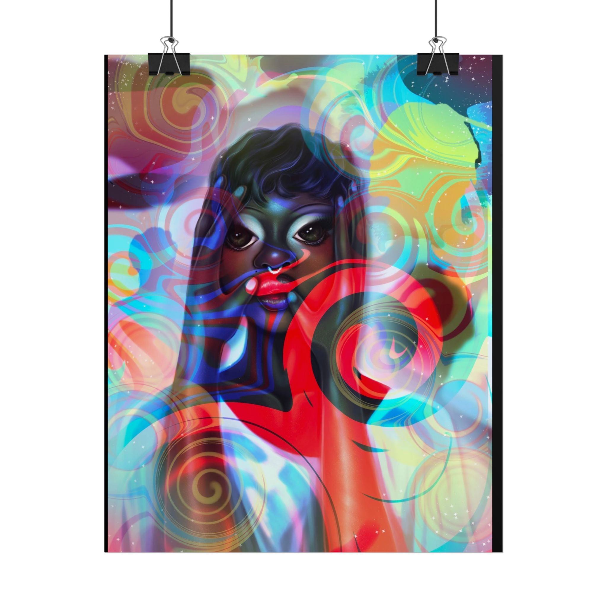 Abstract Afrocentric Art Poster — Vibrant Surreal Portrait Rolled Poster