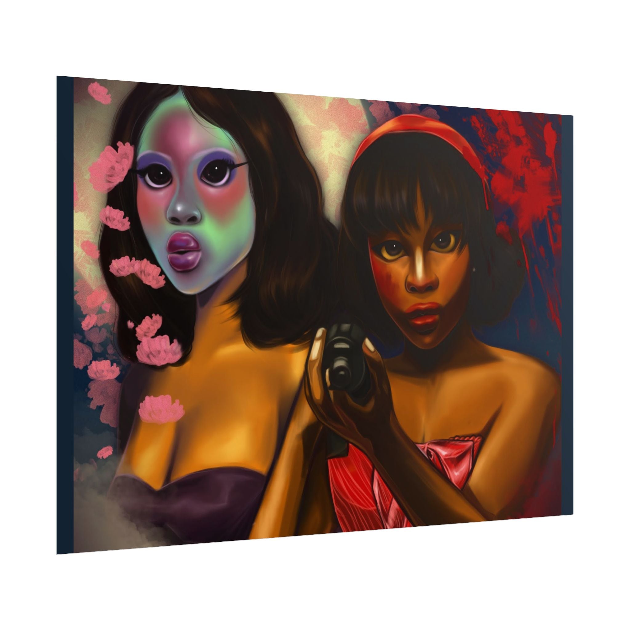 Rolled Poster — Surreal Portrait Duo Art Print (Masked Woman & Camera)