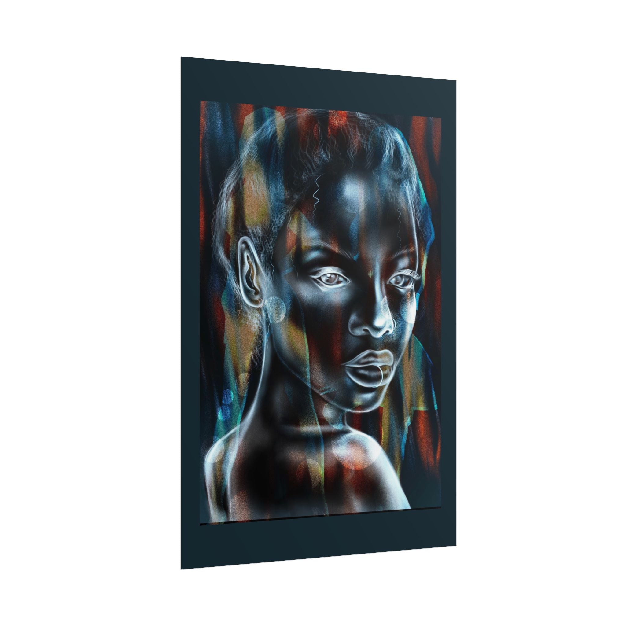 Abstract Neon Portrait Poster — Rolled Art Print