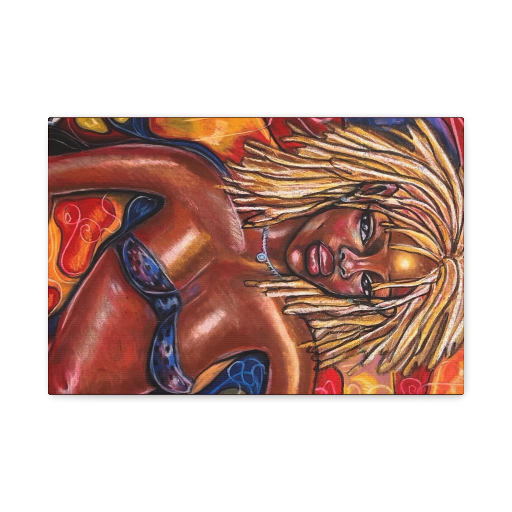 Canvas Wall Art — Bold Afrocentric Portrait of Woman with Blonde Locs