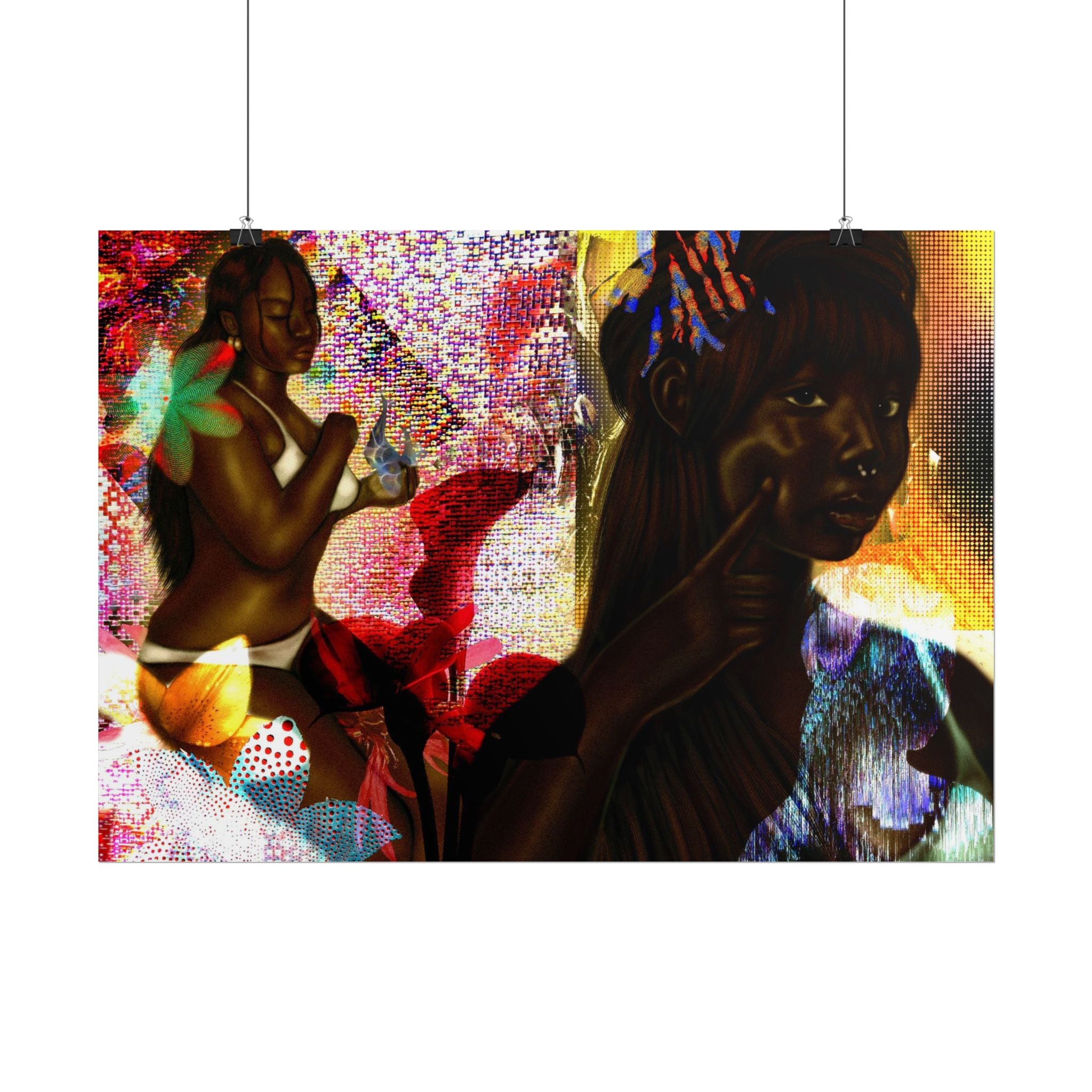 Abstract Afrocentric Art Poster – Tropical Woman Collage Rolled Print