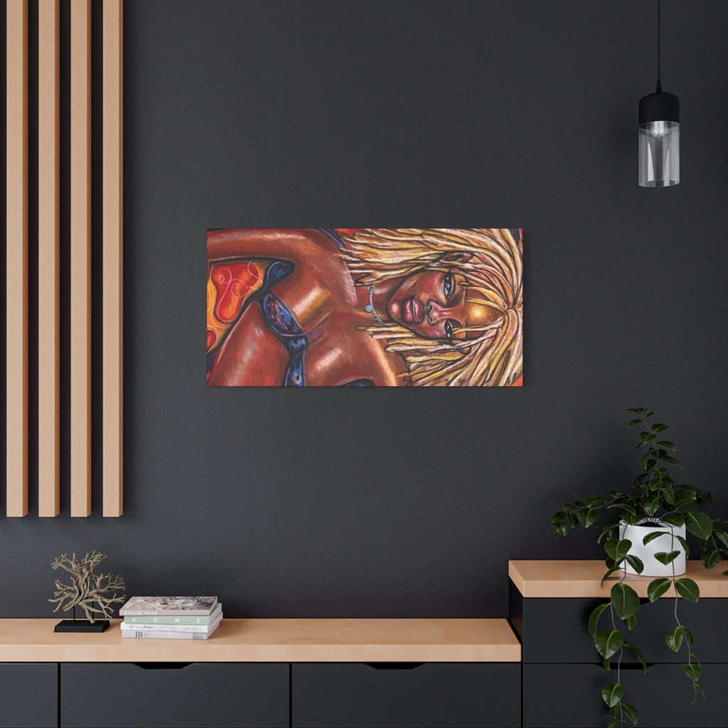 Canvas Wall Art — Bold Afrocentric Portrait of Woman with Blonde Locs