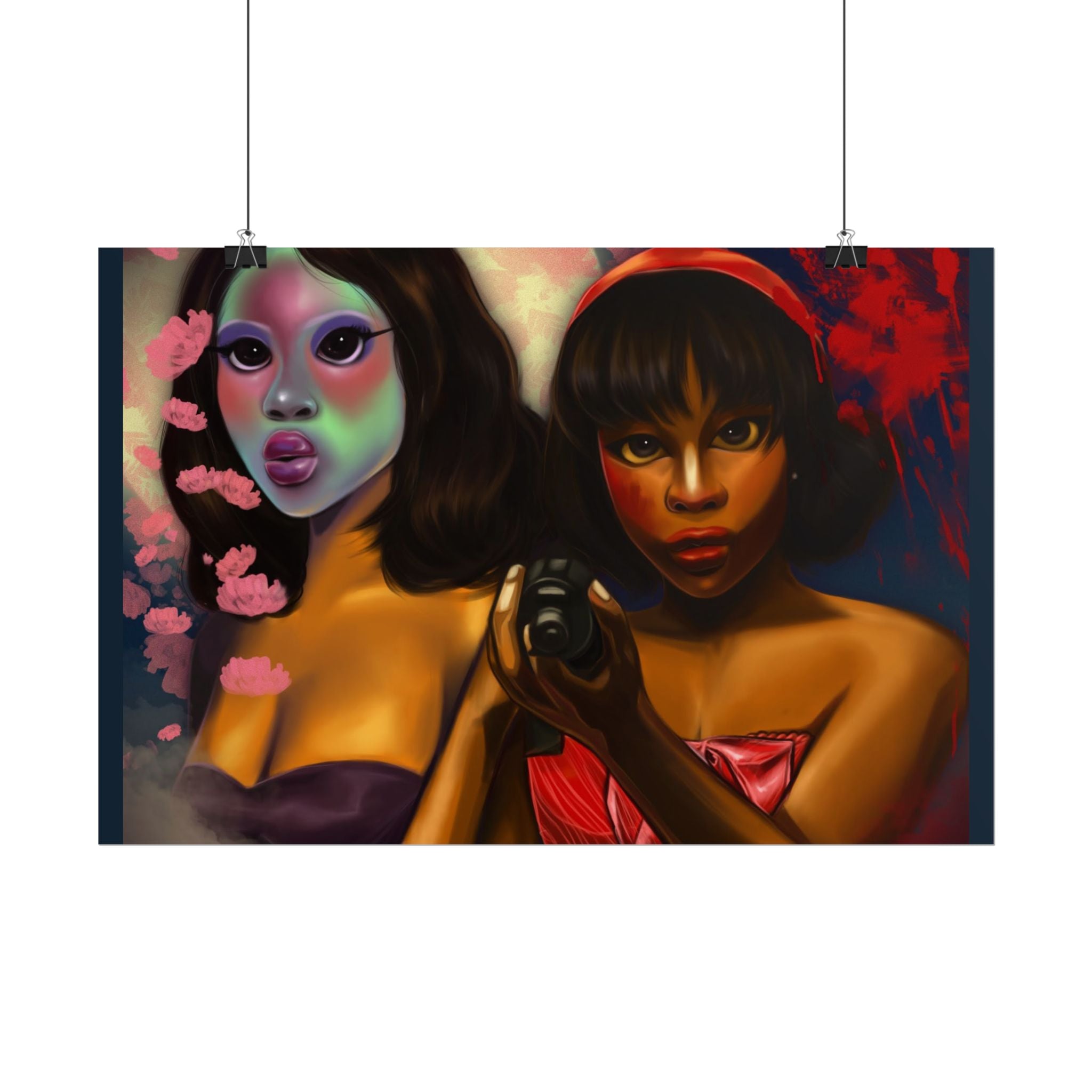 Rolled Poster — Surreal Portrait Duo Art Print (Masked Woman & Camera)