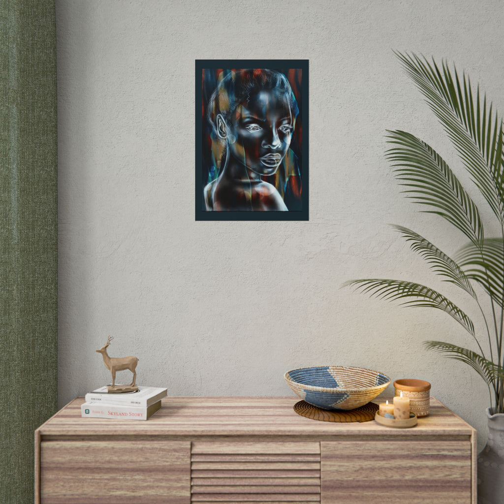 Abstract Neon Portrait Poster — Rolled Art Print