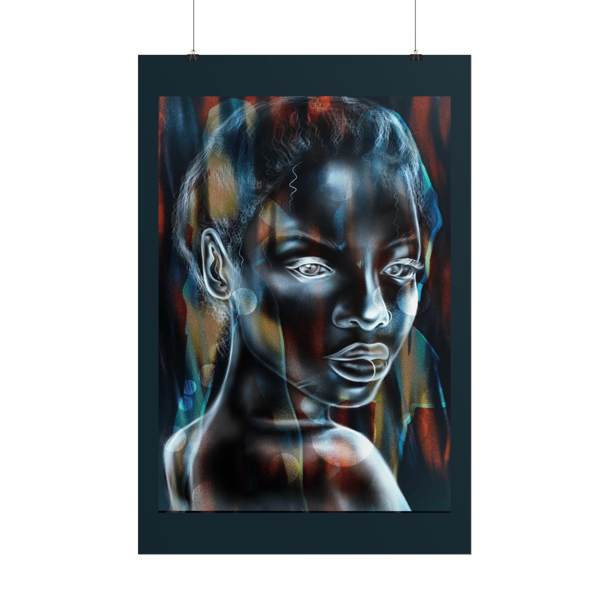 Abstract Neon Portrait Poster — Rolled Art Print