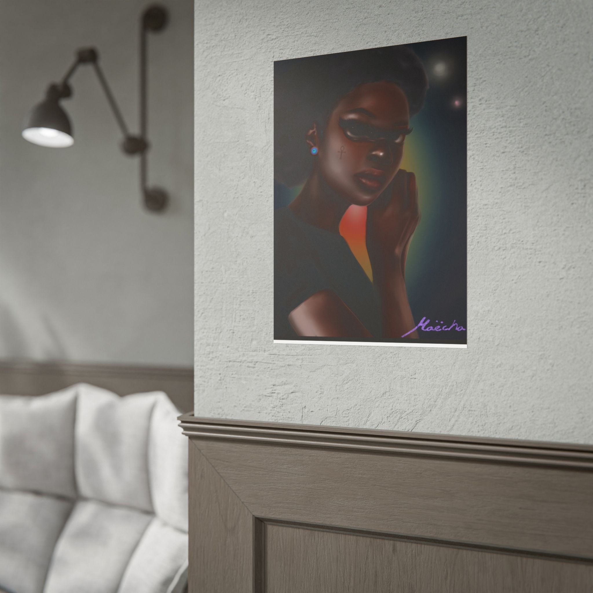 Afrofuturistic Portrait Poster — Moody Black Woman Art Print