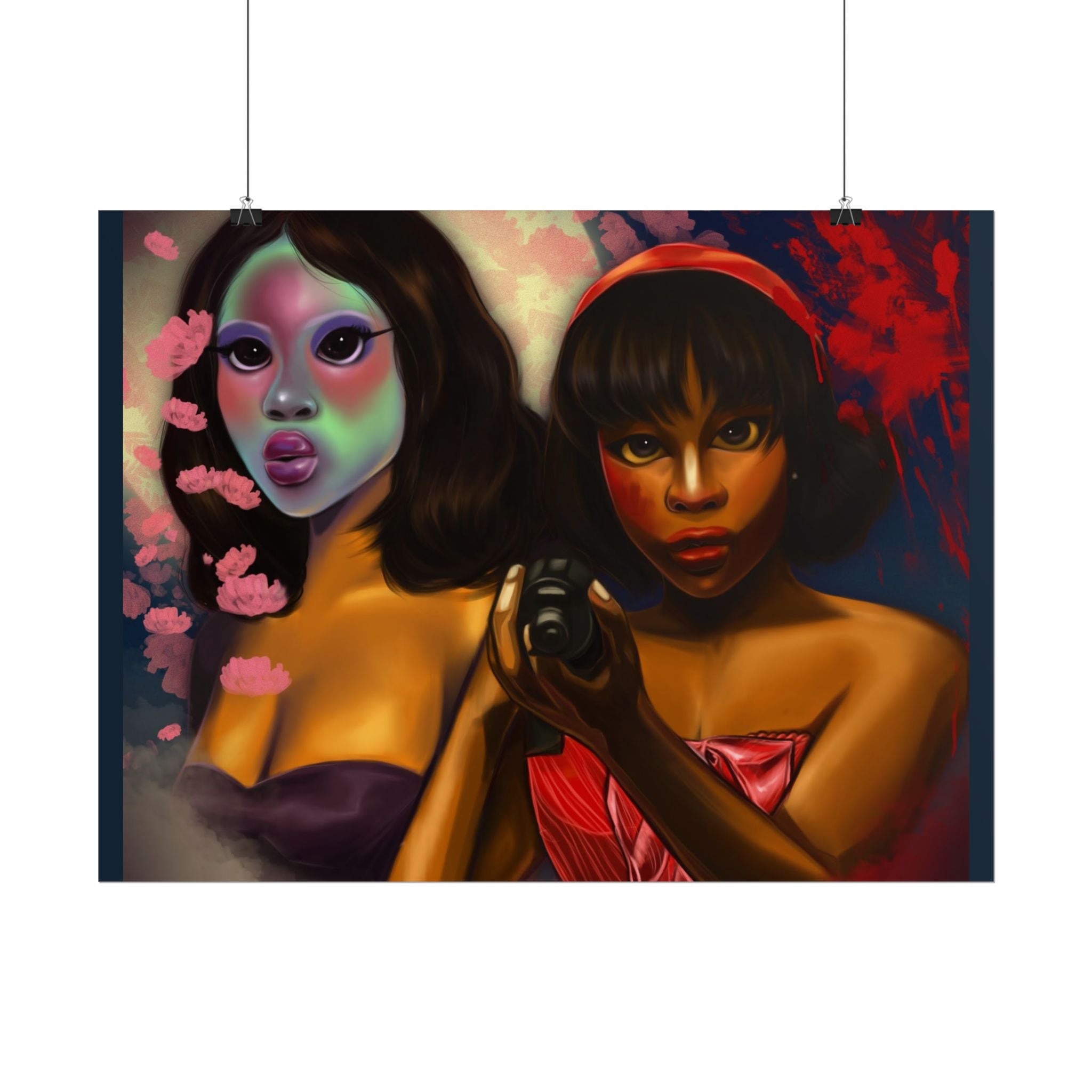 Rolled Poster — Surreal Portrait Duo Art Print (Masked Woman & Camera)