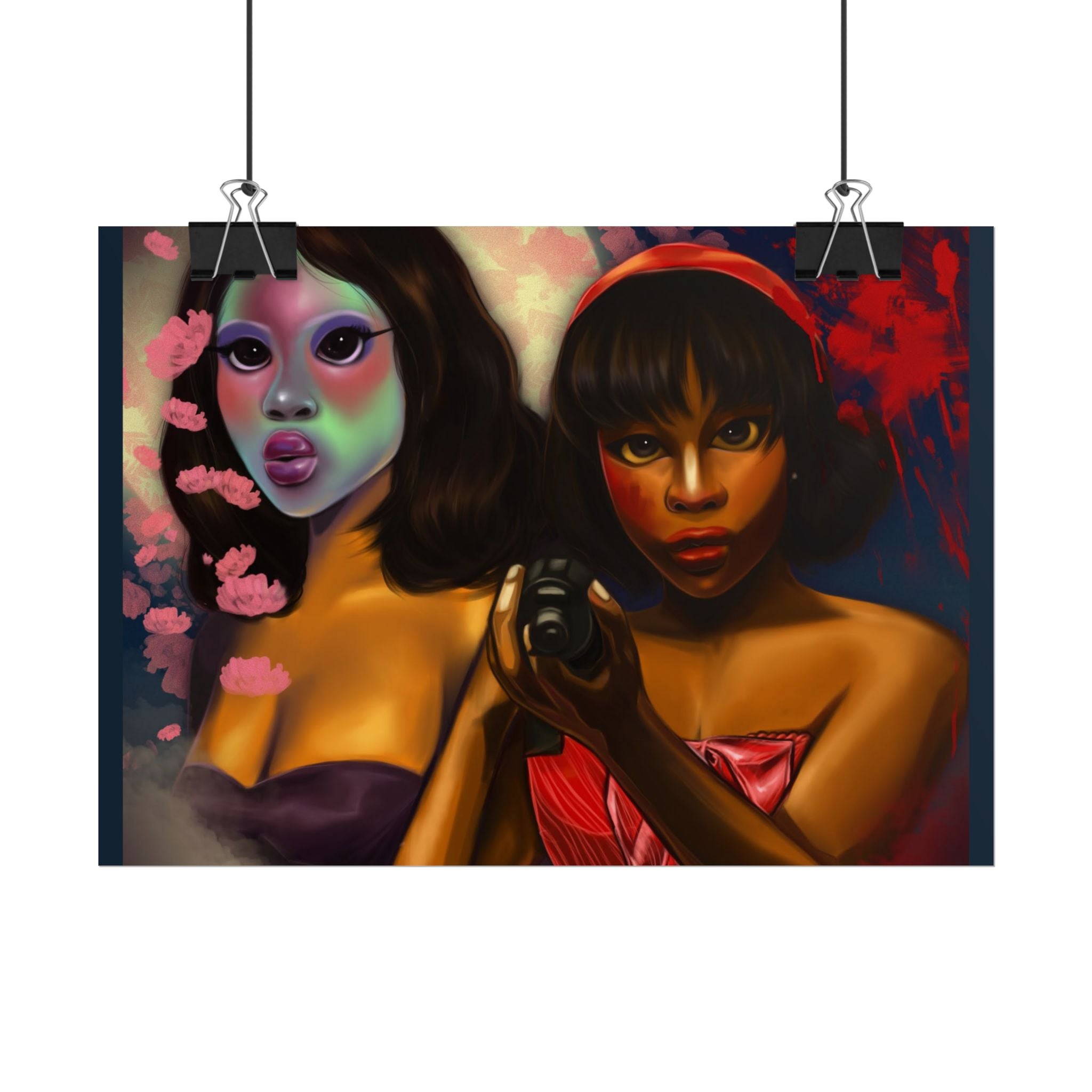 Rolled Poster — Surreal Portrait Duo Art Print (Masked Woman & Camera)