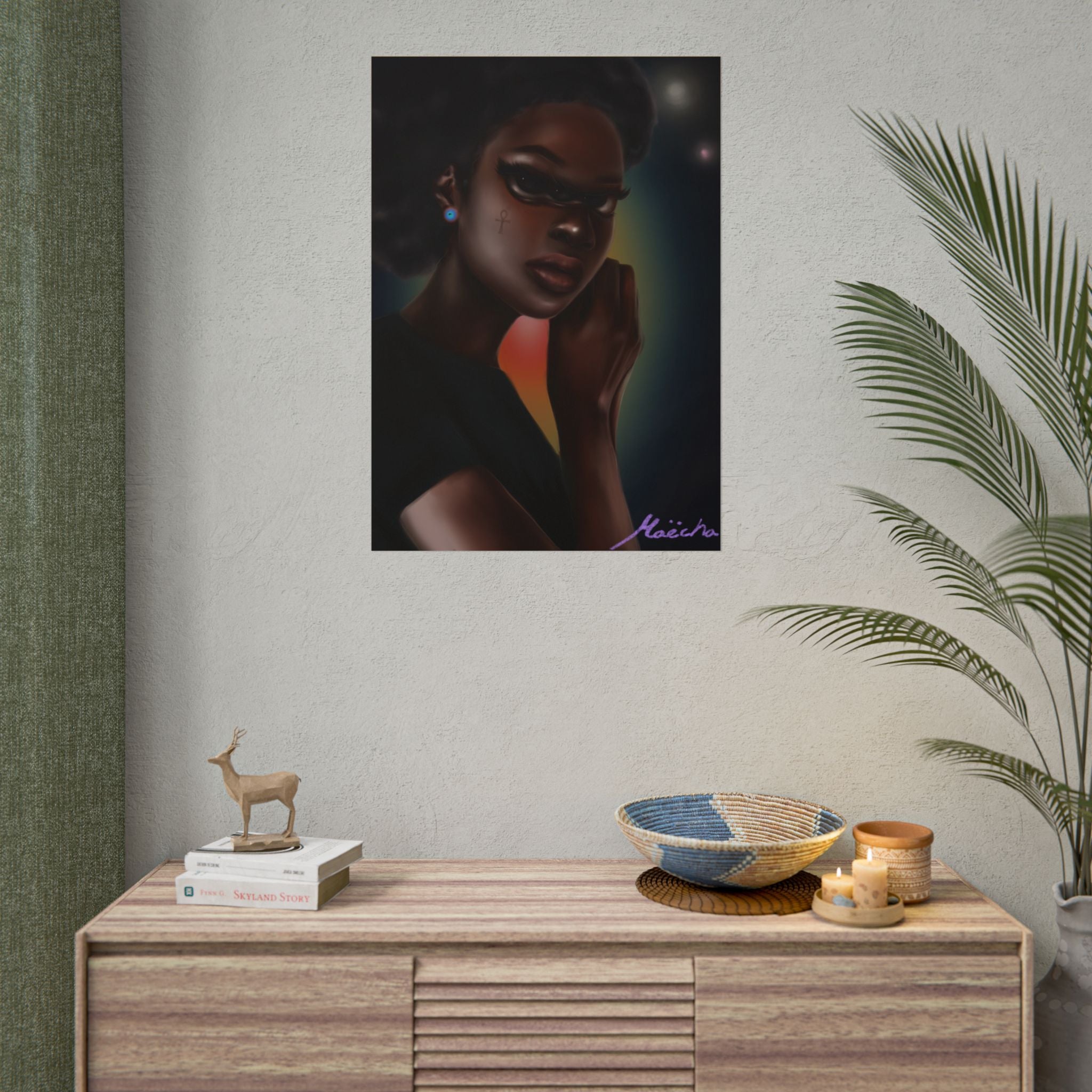 Afrofuturistic Portrait Poster — Moody Black Woman Art Print