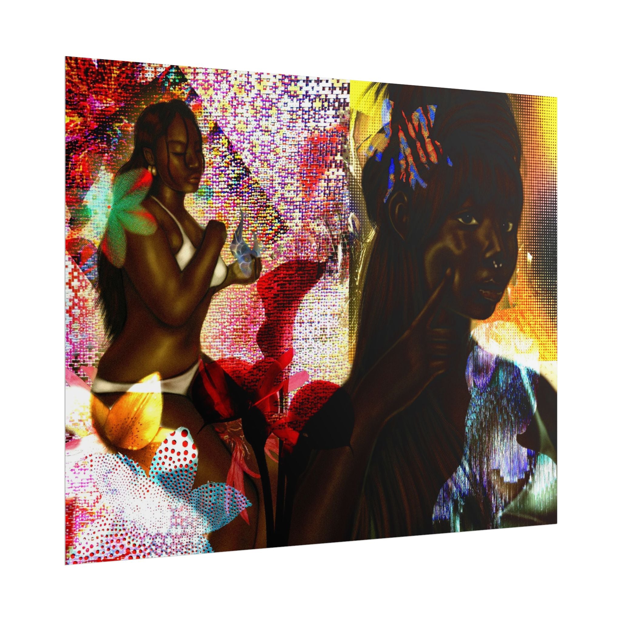 Abstract Afrocentric Art Poster – Tropical Woman Collage Rolled Print