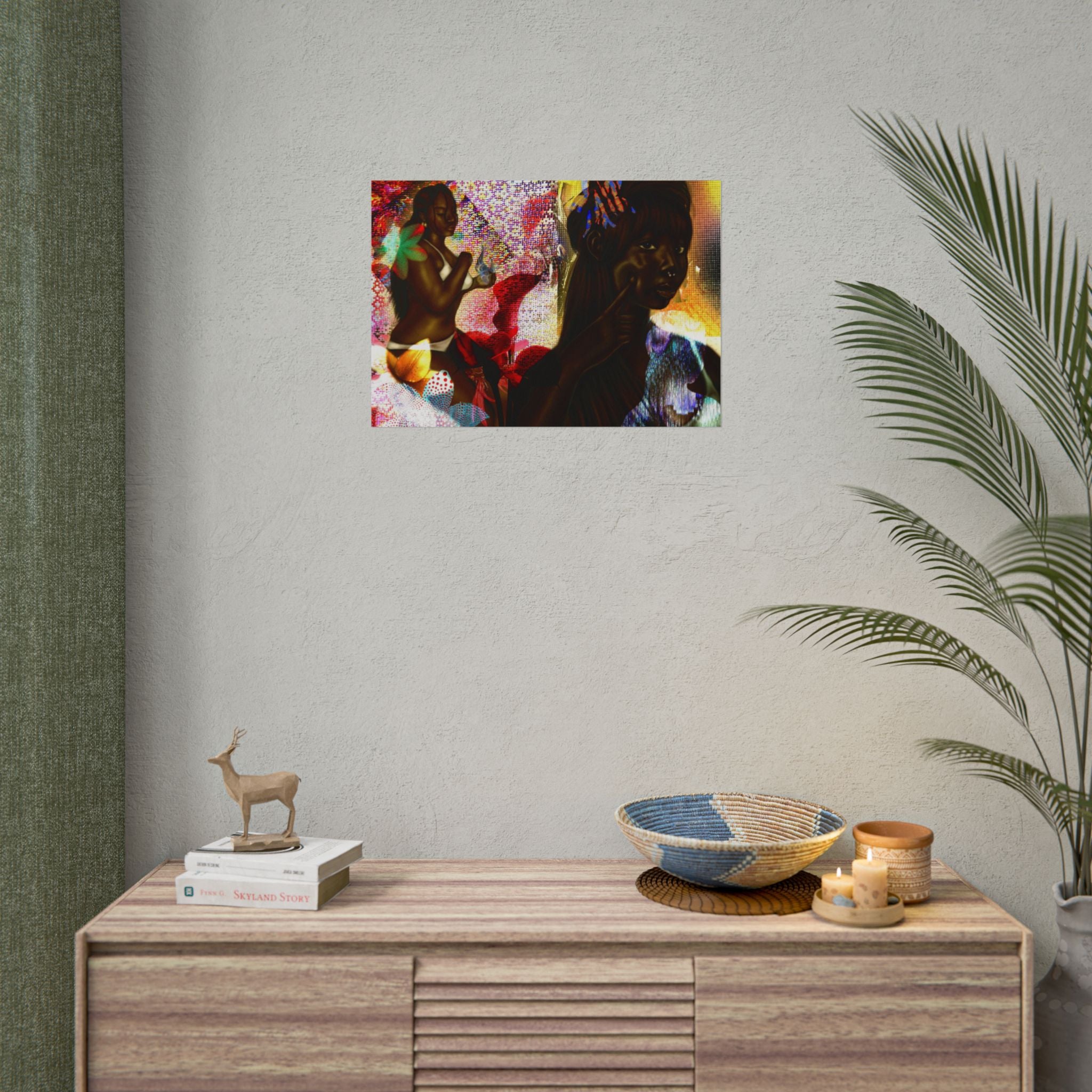 Abstract Afrocentric Art Poster – Tropical Woman Collage Rolled Print