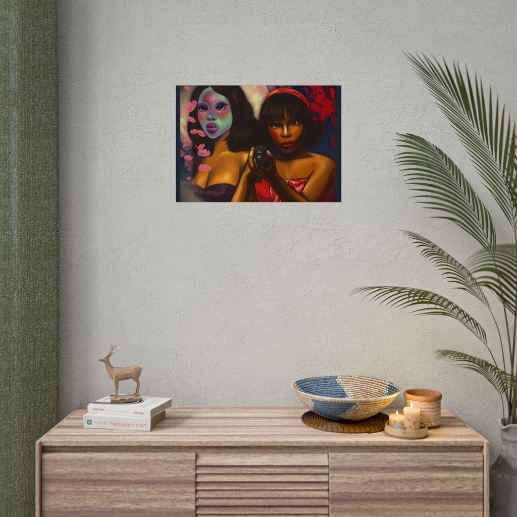 Rolled Poster — Surreal Portrait Duo Art Print (Masked Woman & Camera)