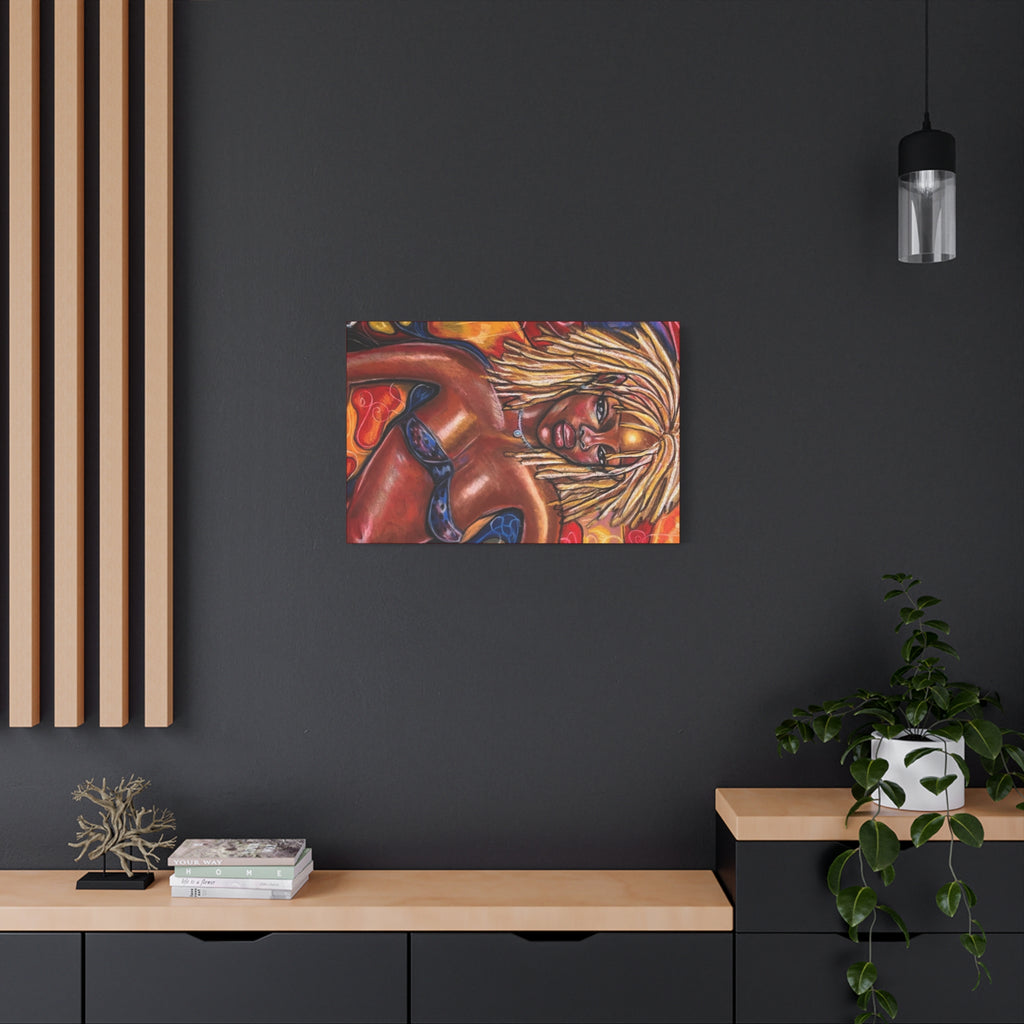 Canvas Wall Art — Bold Afrocentric Portrait of Woman with Blonde Locs