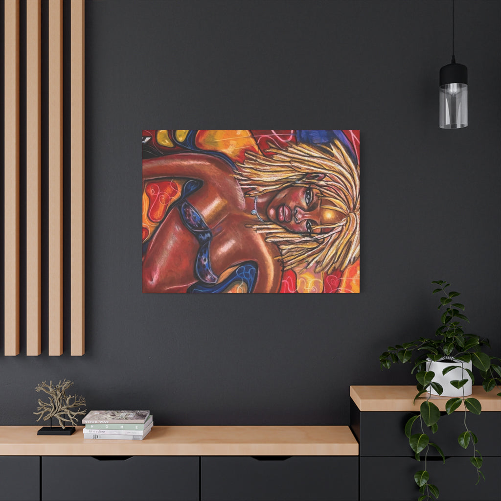 Canvas Wall Art — Bold Afrocentric Portrait of Woman with Blonde Locs