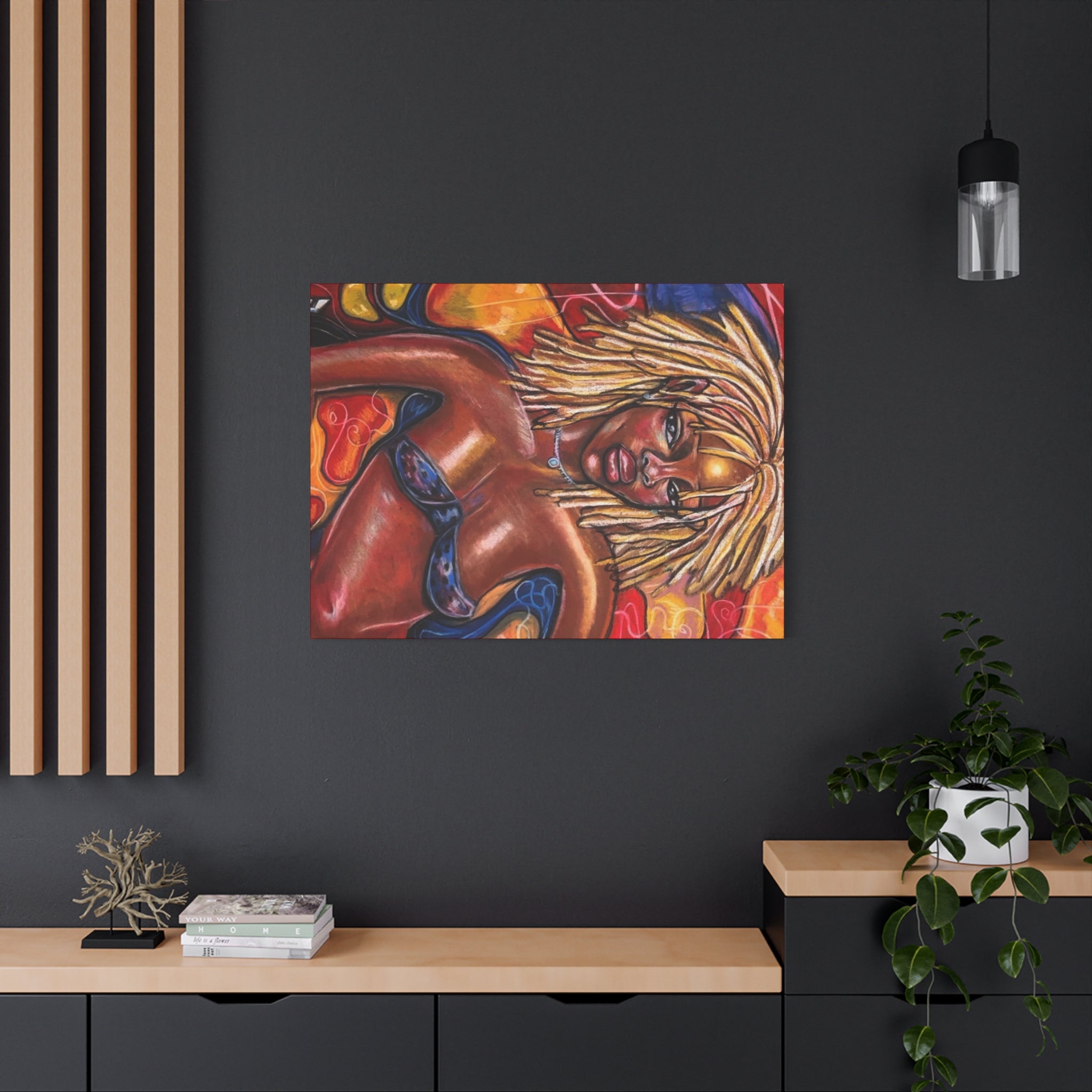 Canvas Wall Art — Bold Afrocentric Portrait of Woman with Blonde Locs