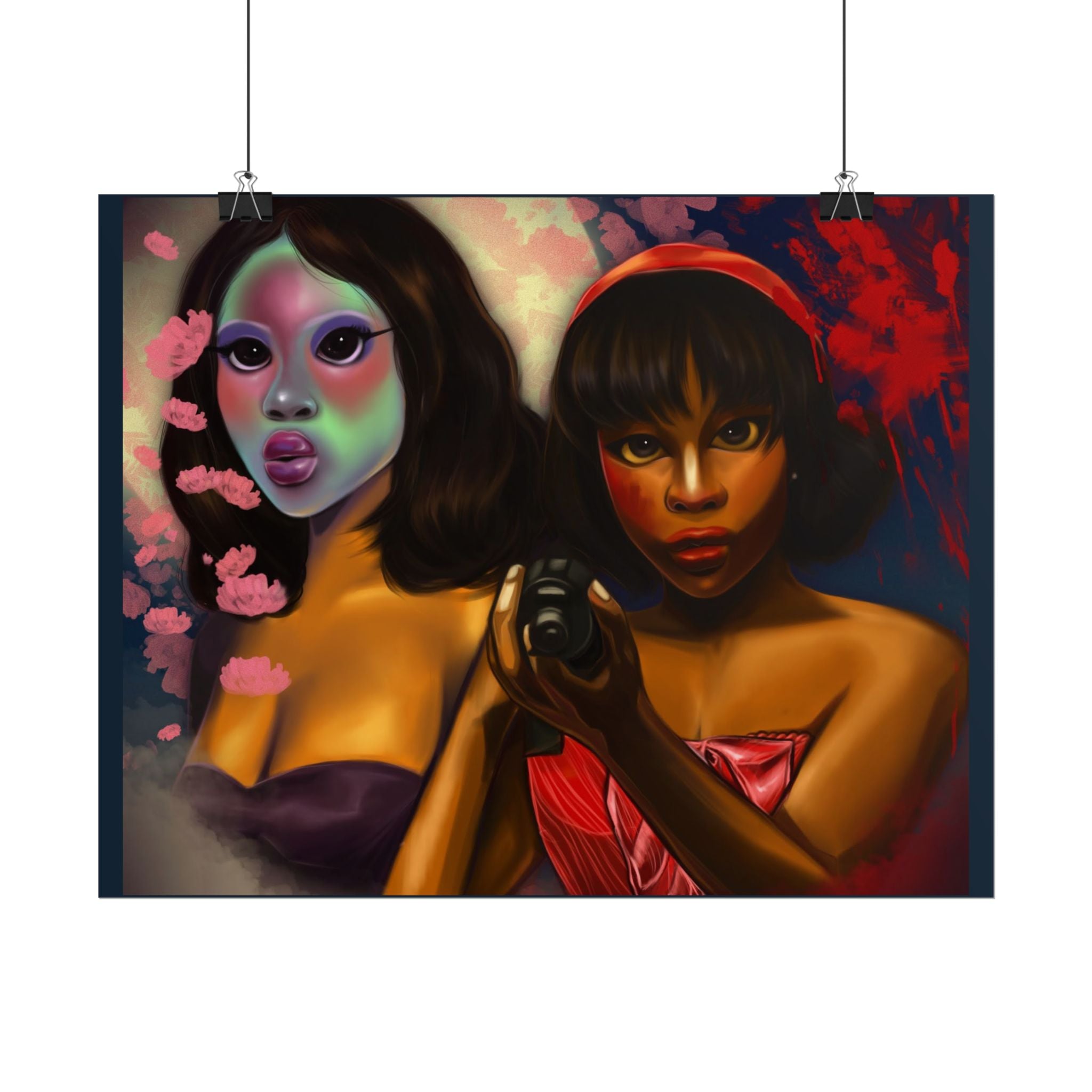Rolled Poster — Surreal Portrait Duo Art Print (Masked Woman & Camera)