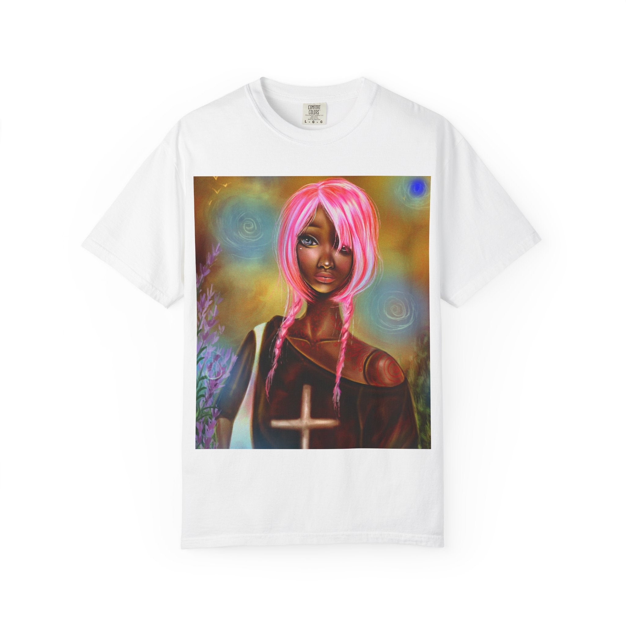 Mystic Pink-Haired Woman Graphic T-Shirt