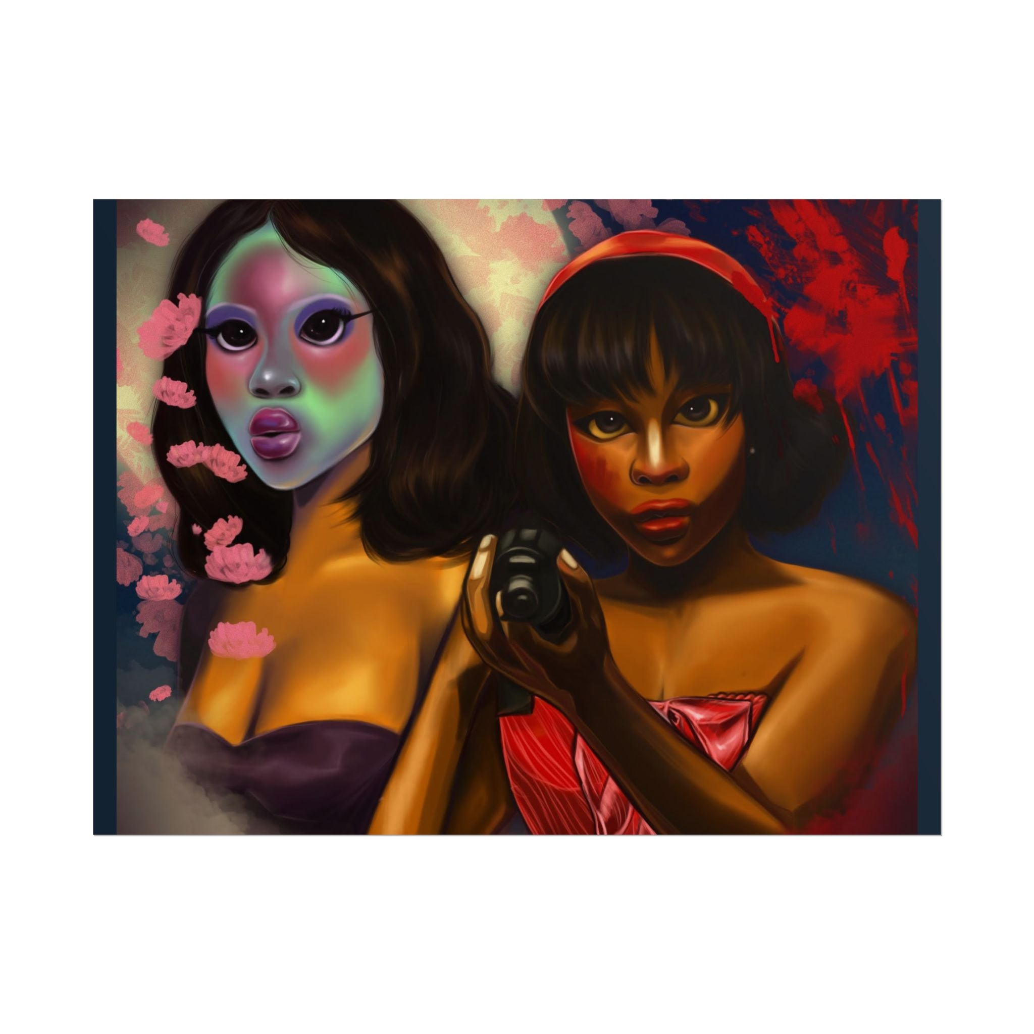 Rolled Poster — Surreal Portrait Duo Art Print (Masked Woman & Camera)